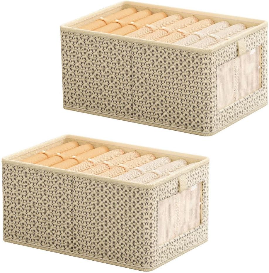 Stackable Closet Organisers Wardrobe Storage Organiser Large Capacity Storage Bins Drawer Organiser Collapsible Storage Boxes for Cabinet, Pantry, Laundry Organization 2Pack