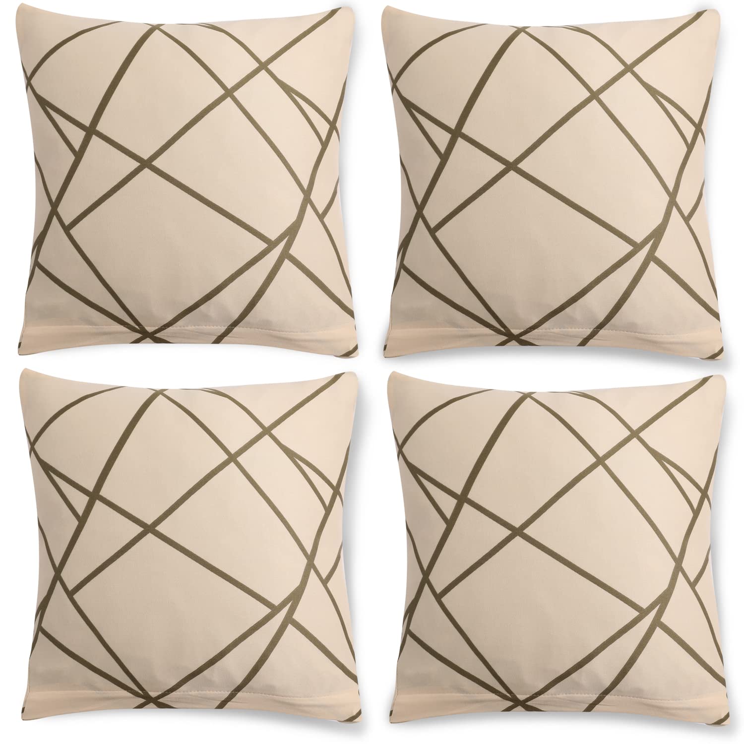 HOKIPO Stretchable Cushion Cover 16x16 Pack of 4, Beige Abstract Line (AR-4098-D23*4) (B0B2PHQNVB) Amazon Price History, Amazon Price Tracker