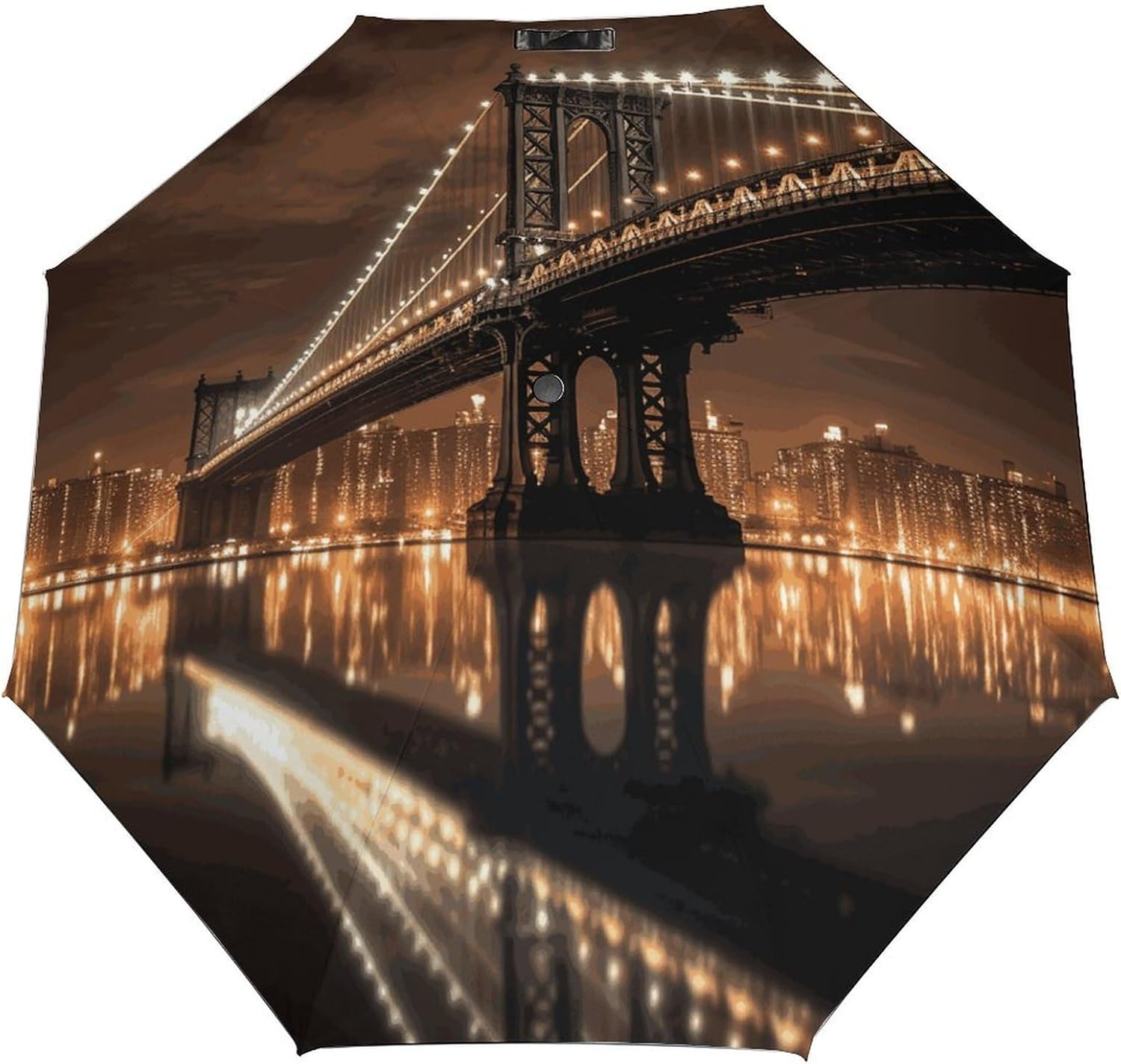 Windproof Travel Umbrella New York Manhattan Bridge Night Folding Small Sun Umbrella Lightweight Small And Compact Suit for Pocket