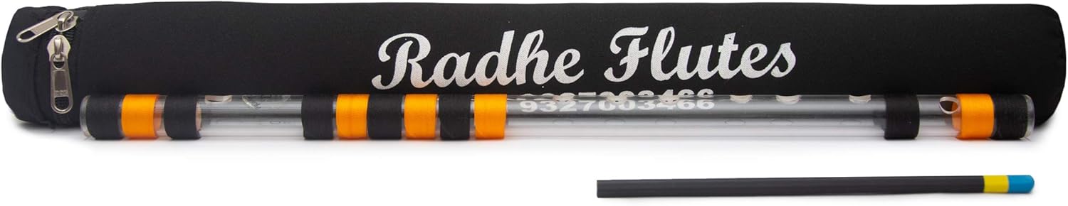 Radhe Flutes Acrylic Bansuri D Natural Right Handed Middle Octave (inch) With Hard Cover