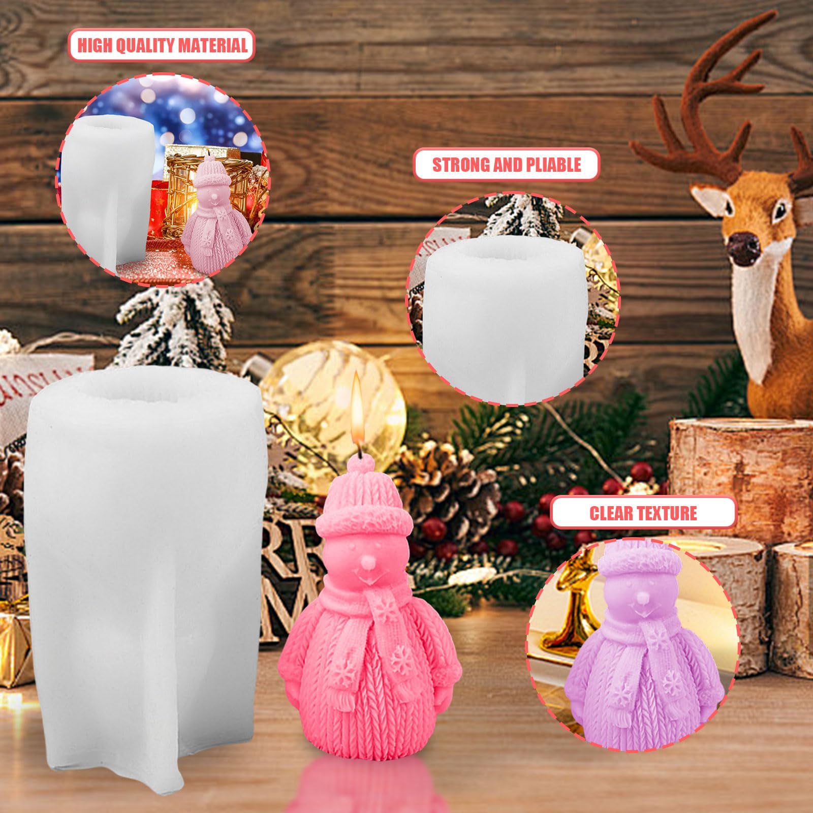 3D Christmas Snowman Candle Moulds - Image 4