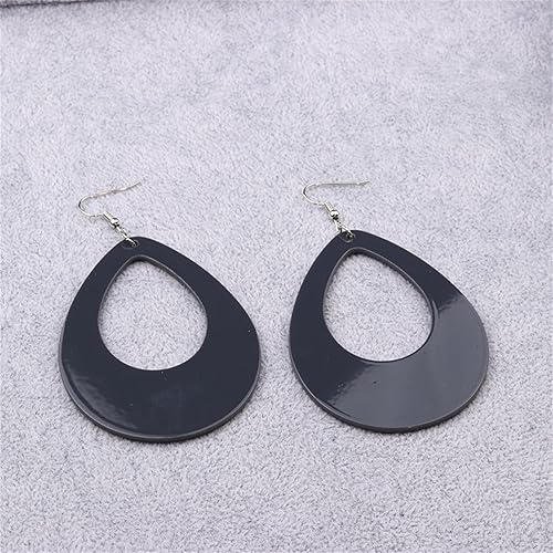 Miniatura 5 de Juego de 4 pares de aretes de lágrima de neón de los años 80 para mujer, aretes retro acrílicos ligeros con lágrima hueca, aretes ovalados