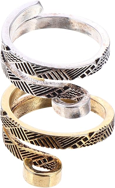 WINOMO 2pcs Knitting Crochet Loops Ring Knitting Thimble Ring Adjustable Braided Finger Rings for Knitting Yarn Guide Tool