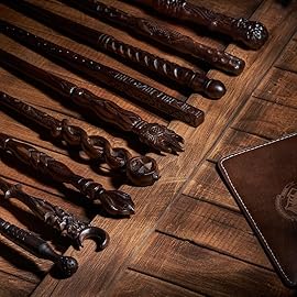 Handicraftviet - Hand Carved Wooden Magic Wand, Magic Wands for Wizards/Collectible Cosplay Magical/Magical Gift for Halloween, Christmas and Birthday Party,15 inch (S1)