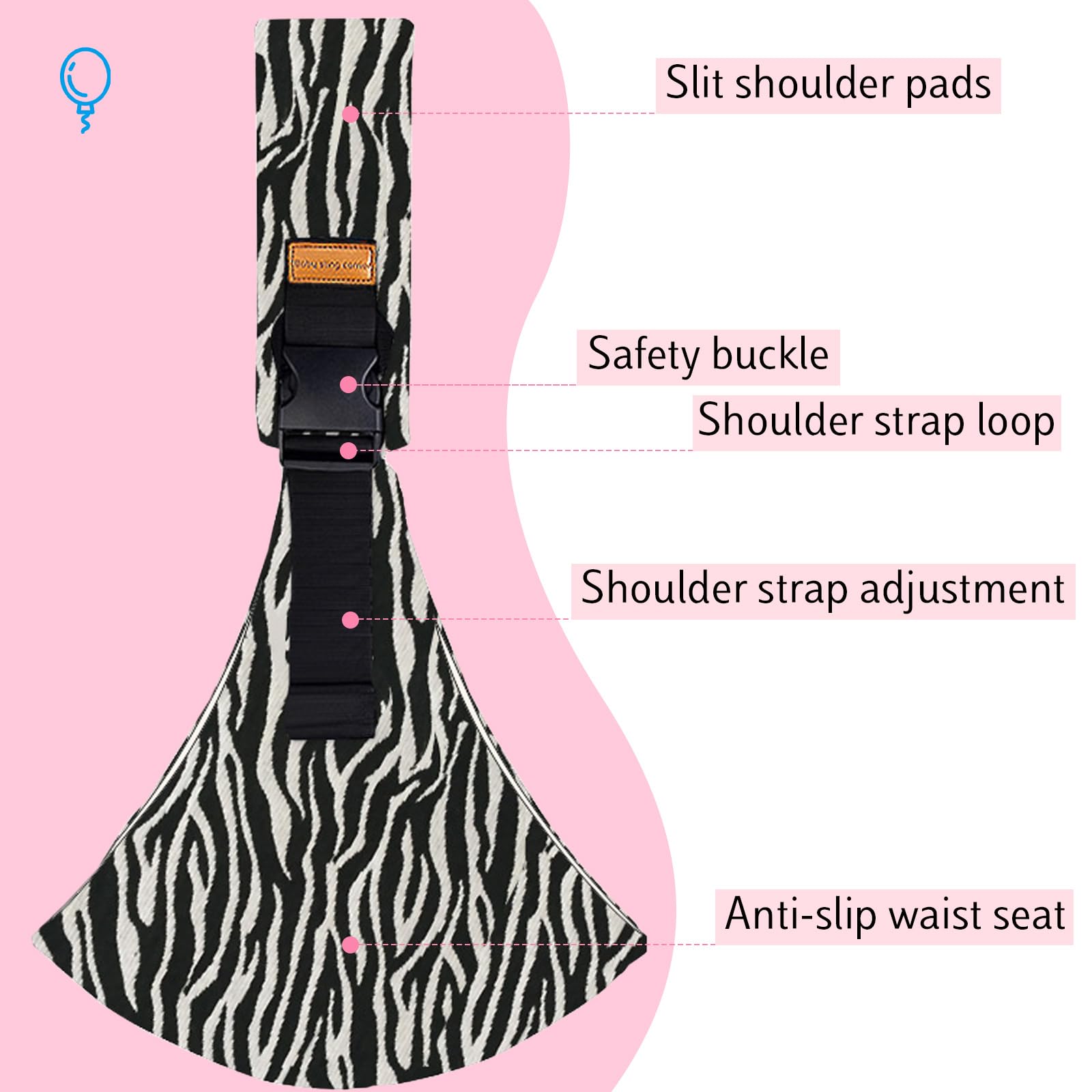 Marsupio Neonato 6-36 Mesi Regolabile Fascia Porta Bebe per Dormire Supporto Stabile Baby Carrier Leggero e Traspirante Laterale Porta Bambino Accessori per Neonati (Strisce Zebra)