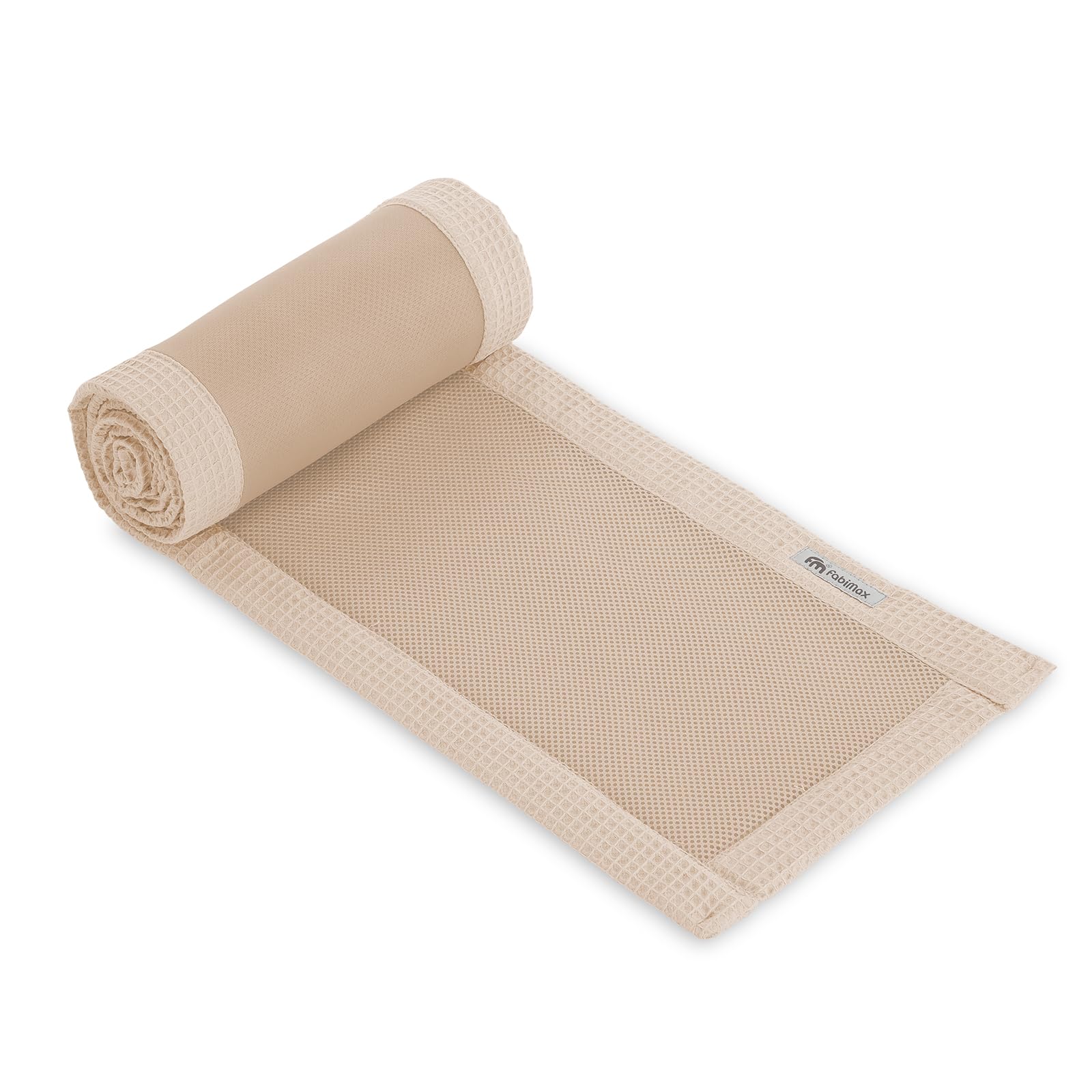 FabiMax Boxspring Baby Beistellbett Flex 90x55, aus Buchenholz grau lackiert, mit innovativem verstellbarem Seitengitter, passend für Boxspringbetten (Matratze Classic, Beige)