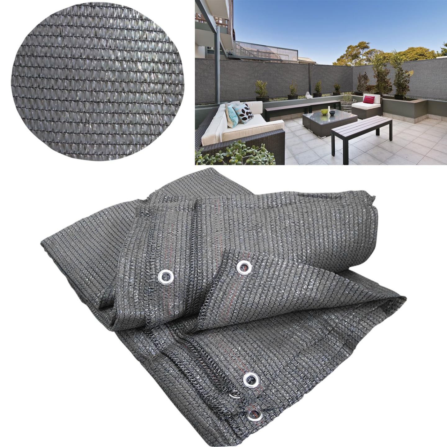 Brise Vue renforcé 1,5 x 10 M Gris 90 GR/m²