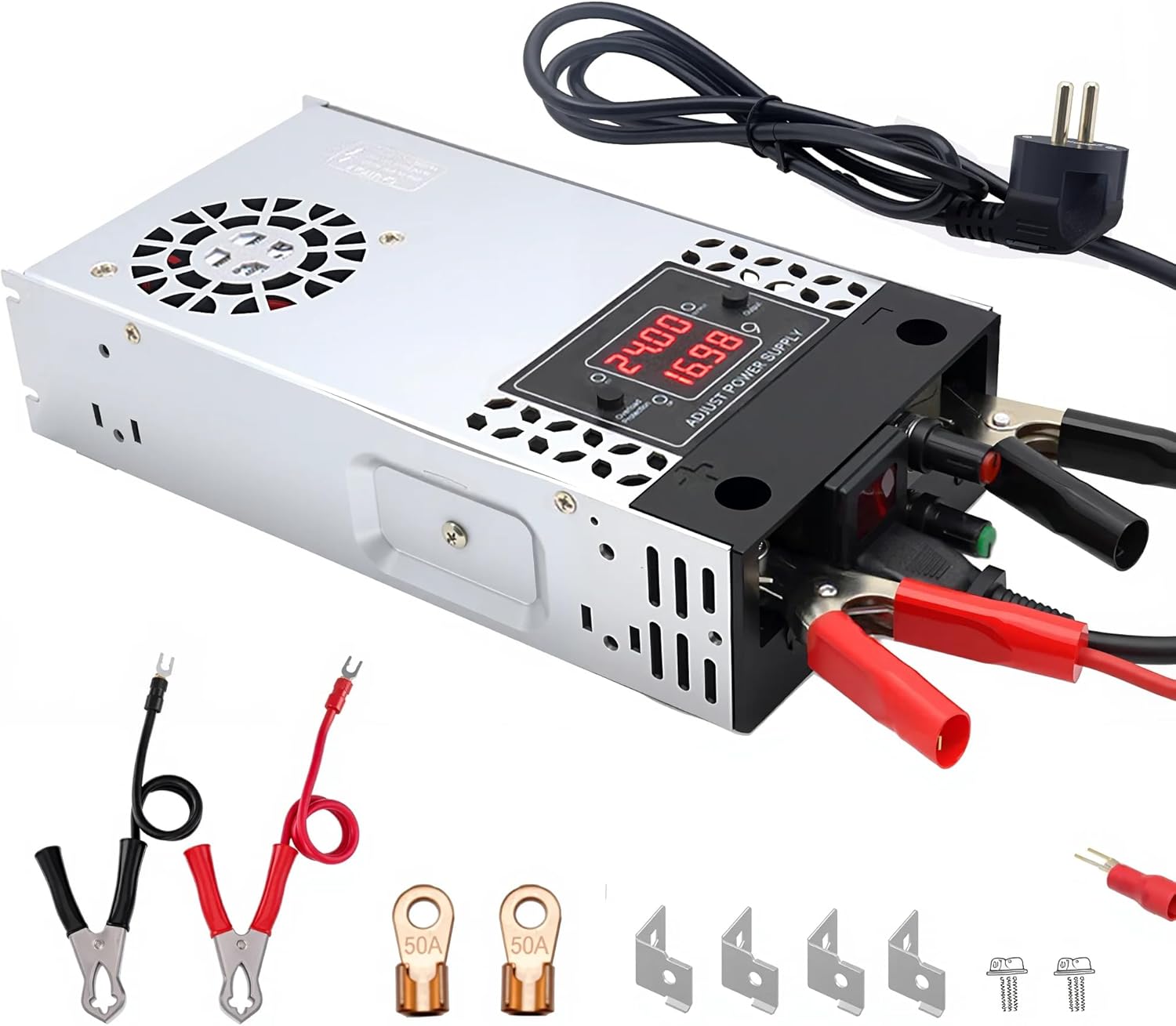 New Version AC to DC Converter 0-50V 500W Digital Display Power Supply,Universal SMPS 120V to 0-10Amp LCD Adjustable Converter Switching DC Transformer Driver Adapter (New Version DC 50V-10A-500W)