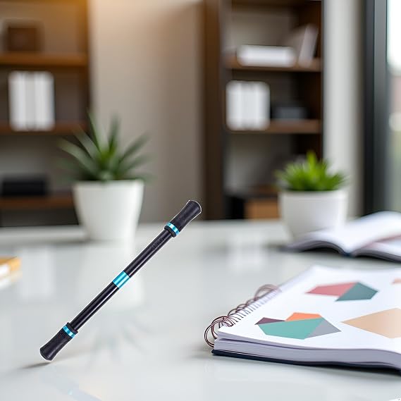 قلم أسود دوار للألعاب مع كرة مرجحة ومستلزمات الكتابة المكتبية الدوارة