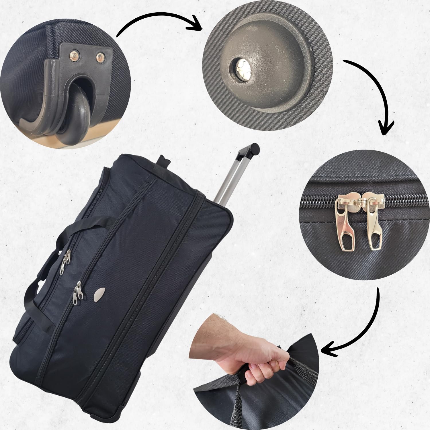 Grand Sac de Voyage 106L à roulettes XXL – Nylon 900D Ultra Résistant, Sac de Sport, Sac de Transport, Valise Souple avec Poignée Télescopique, Grande capacité, Homme Femme (75 cm)