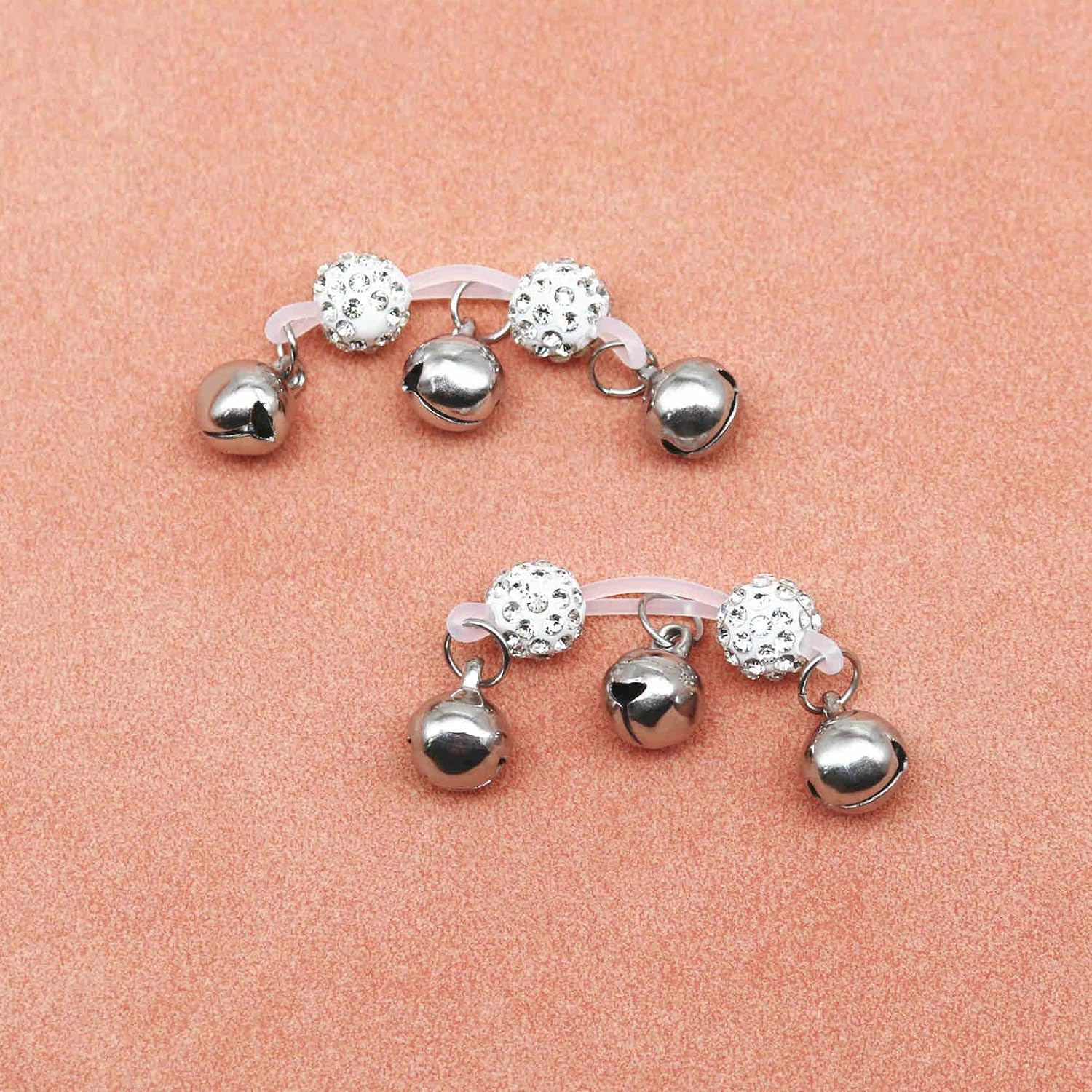 Non-Piercing Nipple Barbells Bells Fake Nipple Rings Rhinestone Adjustable Faux Nipple Jewelry