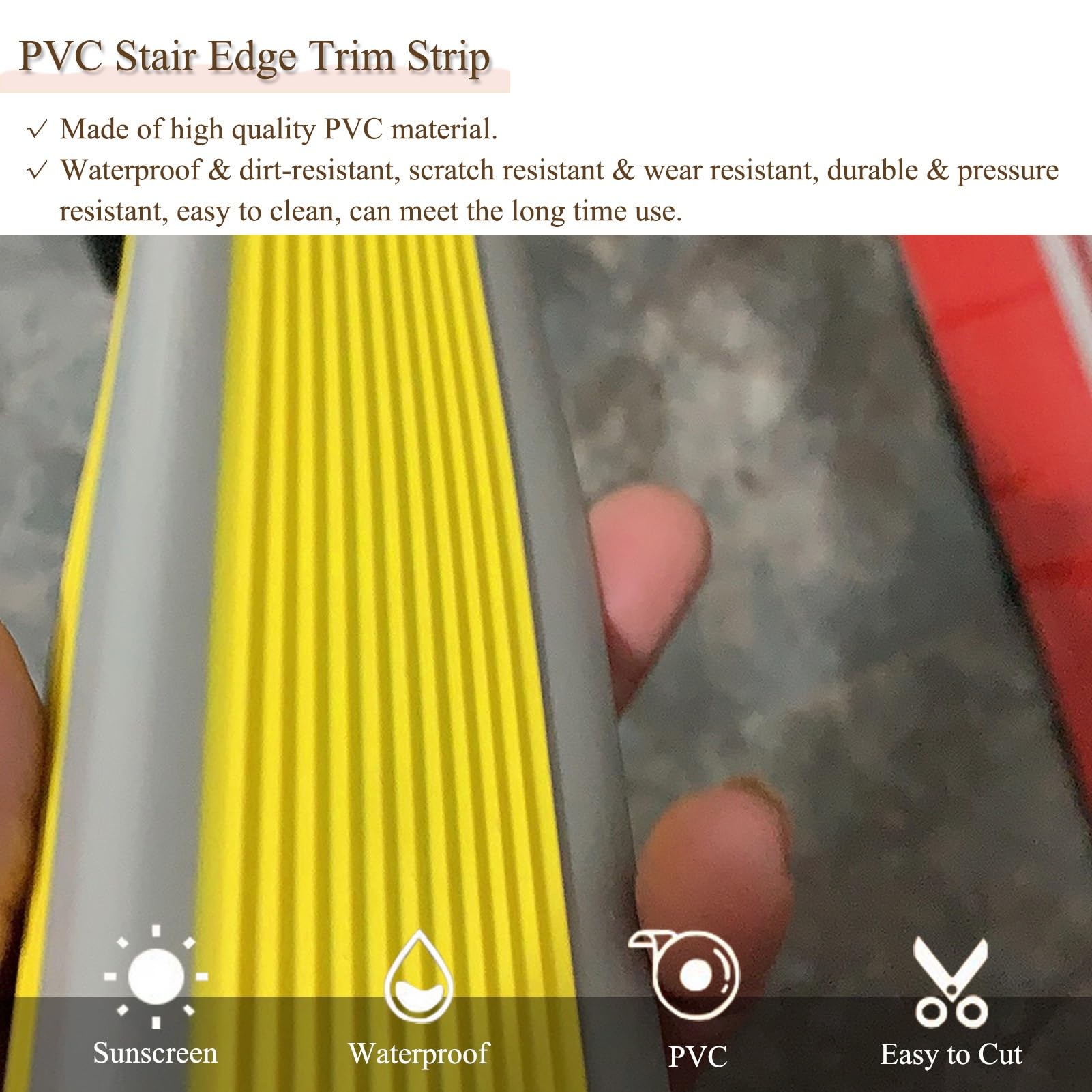 Tira de Umbral Protector de Borde de Escalera Antideslizante, Borde de Escalera para Exterior e Interior, Tira de Protección de Esquina Autoadhesiva, para Escaleras con Baldosas de Cerámica y Escalone