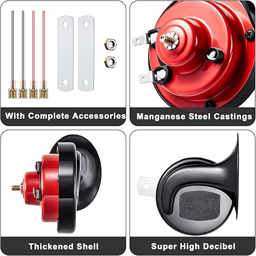 Miniatura 6 de Bocina de auto de 12 V, 300 dB, bocinas súper fuertes, bocinas dobles impermeables para camiones, bocinas de caracol eléctricas, bocina de caracol