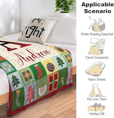 Miniatura 5 de Artsadd Manta personalizada con nombre de bebé de Papá Noel, regalo de Navidad, ropa de cama de bebé personalizada, manta de primera Navidad, manta