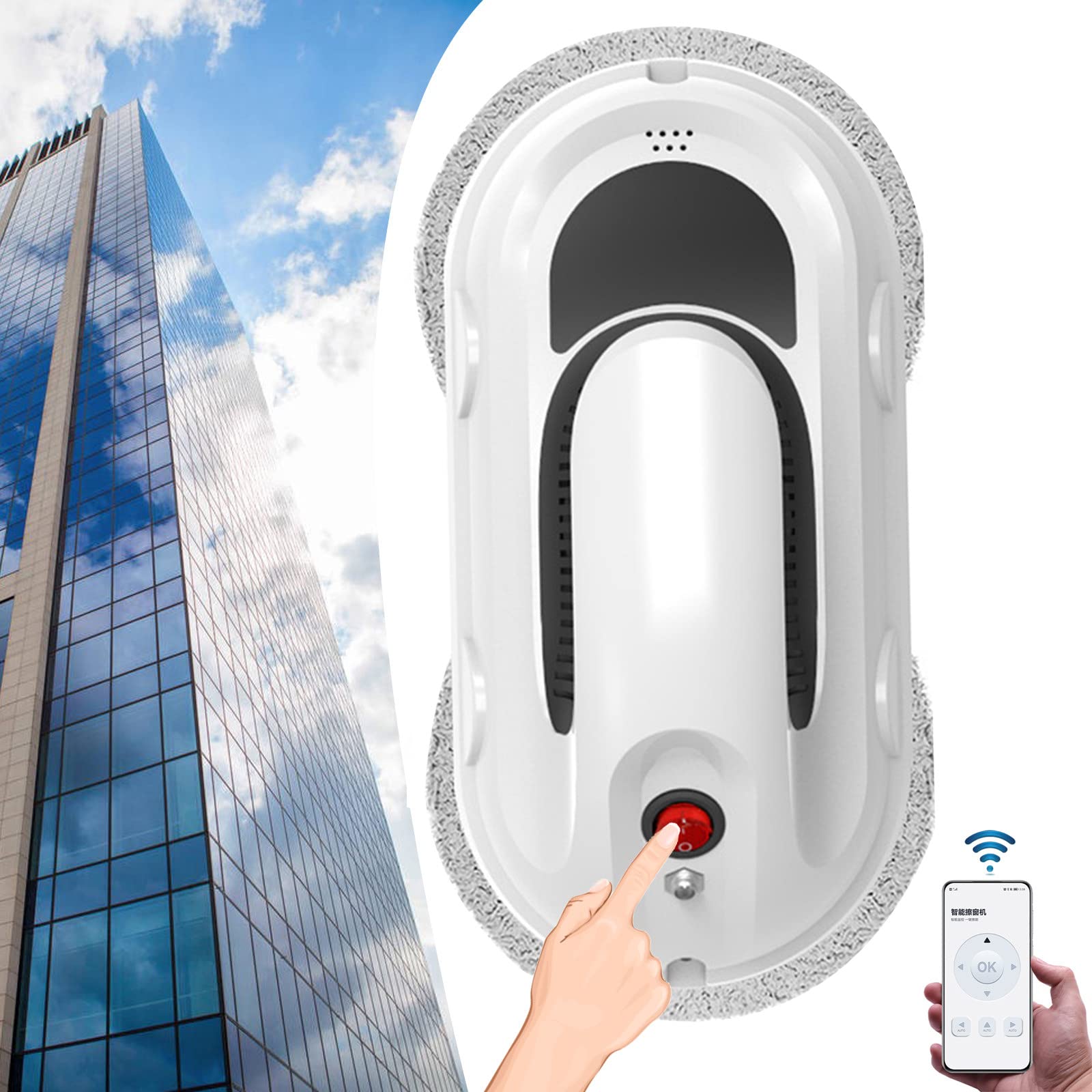 Inteligentny robot do czyszczenia okien, robot do czyszczenia szkła z technologią aplikacji i zdalnego sterowania do wysokich okien/szkła i lusterek