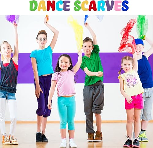 Miniatura 5 de Zhanmai 60 piezas de bufandas cuadradas para danza, bufandas sedosas, bufandas de baile, trucos mágicos, accesorios de rendimiento, bufandas de
