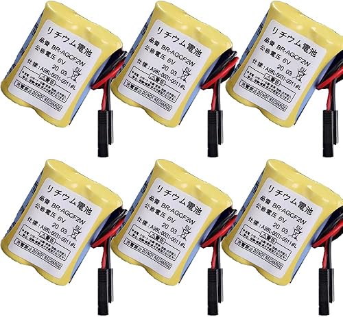 HMH - Paquete de 6 baterías de litio BR-AGCF2W 6V 2200mAHA98L-0031-0011 para FANUC BR-AGCF2W batería de litio con enchufe negro