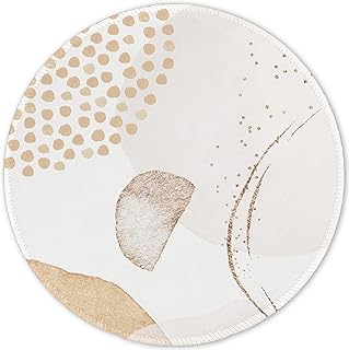 ITNRSIIET Mouse Pad with Stitched Edge, Premium-Textured Mouse Mat Waterproof Non-Slip Rubber Base Round Mousepad for Office Gaming Laptop, Cute Design Desk Accessories, Abstract Art Orange