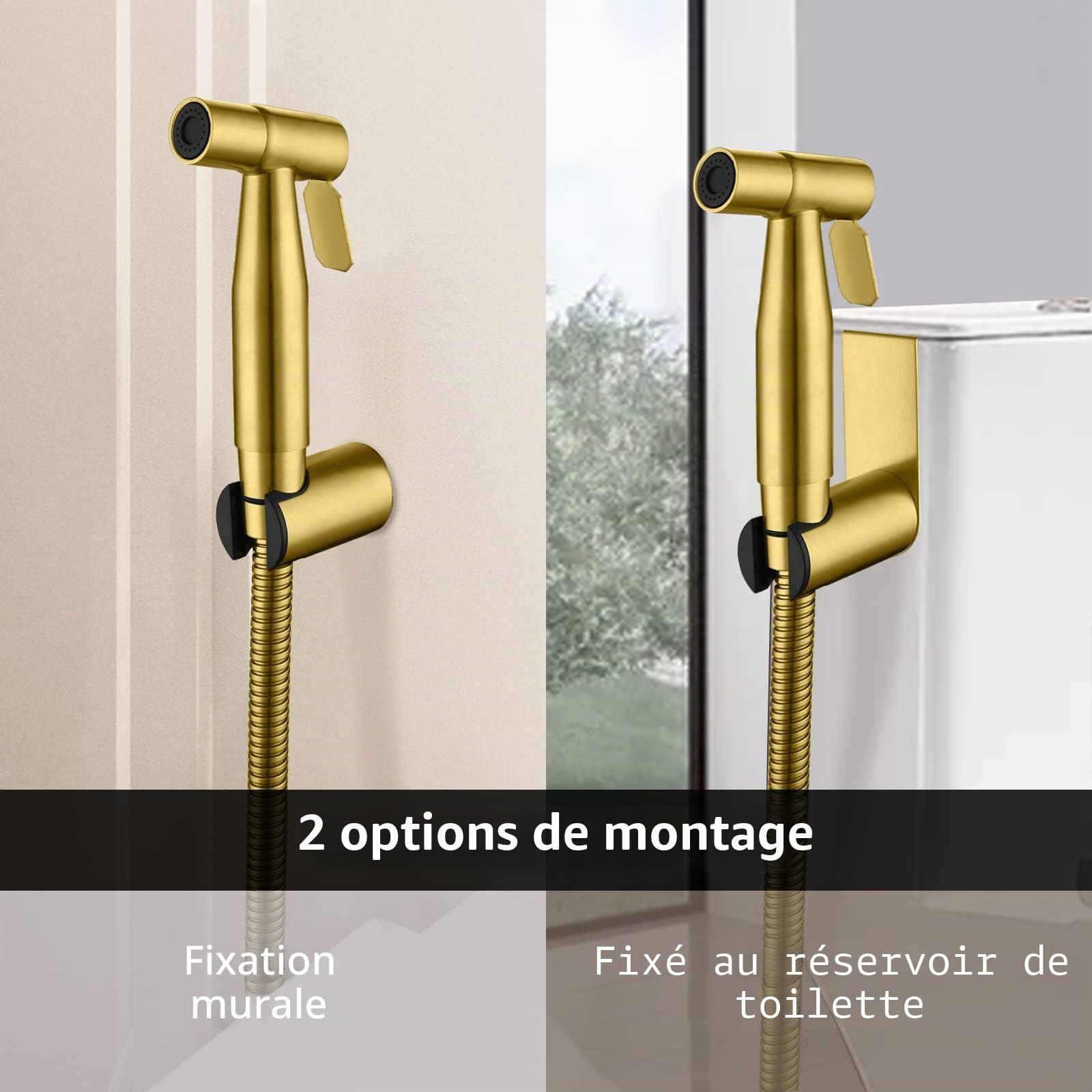LOSCHEN Kit de pulvérisateur mural pour bidet, pulvérisateur manuel en acier inoxydable Fixation WC pour animaux de compagnie Salle de bain / Hygiène personnelle