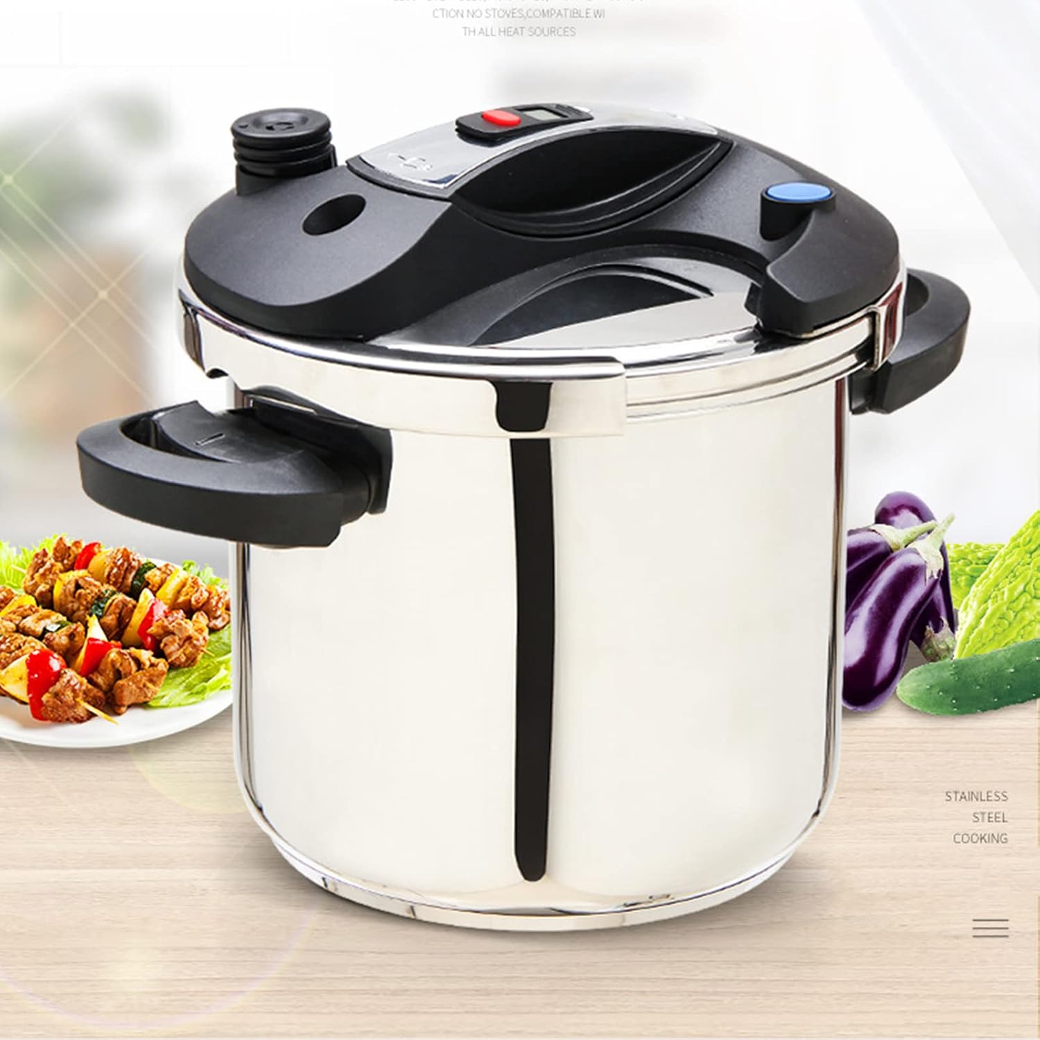 Pressure Cooker Hard Anodized Cooker Pressure Cooker Absorbs Heat Faster And More Energy-Saving Food Is Easy To Stir And Avoid Sticking Suitable for Kitchen Restaurants