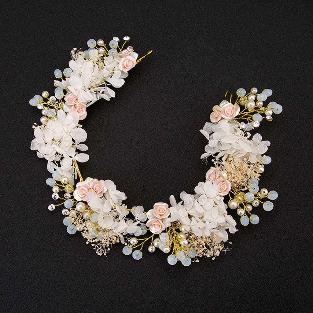 JFDBGU Accessori per Capelli da Sposa in Cristallo Perla Cintura Perla Cintura da Sposa Ornamenti per Capelli da Sposa Fiore Gioielli di Capelli Fiore Sposa Copricapo Fasce