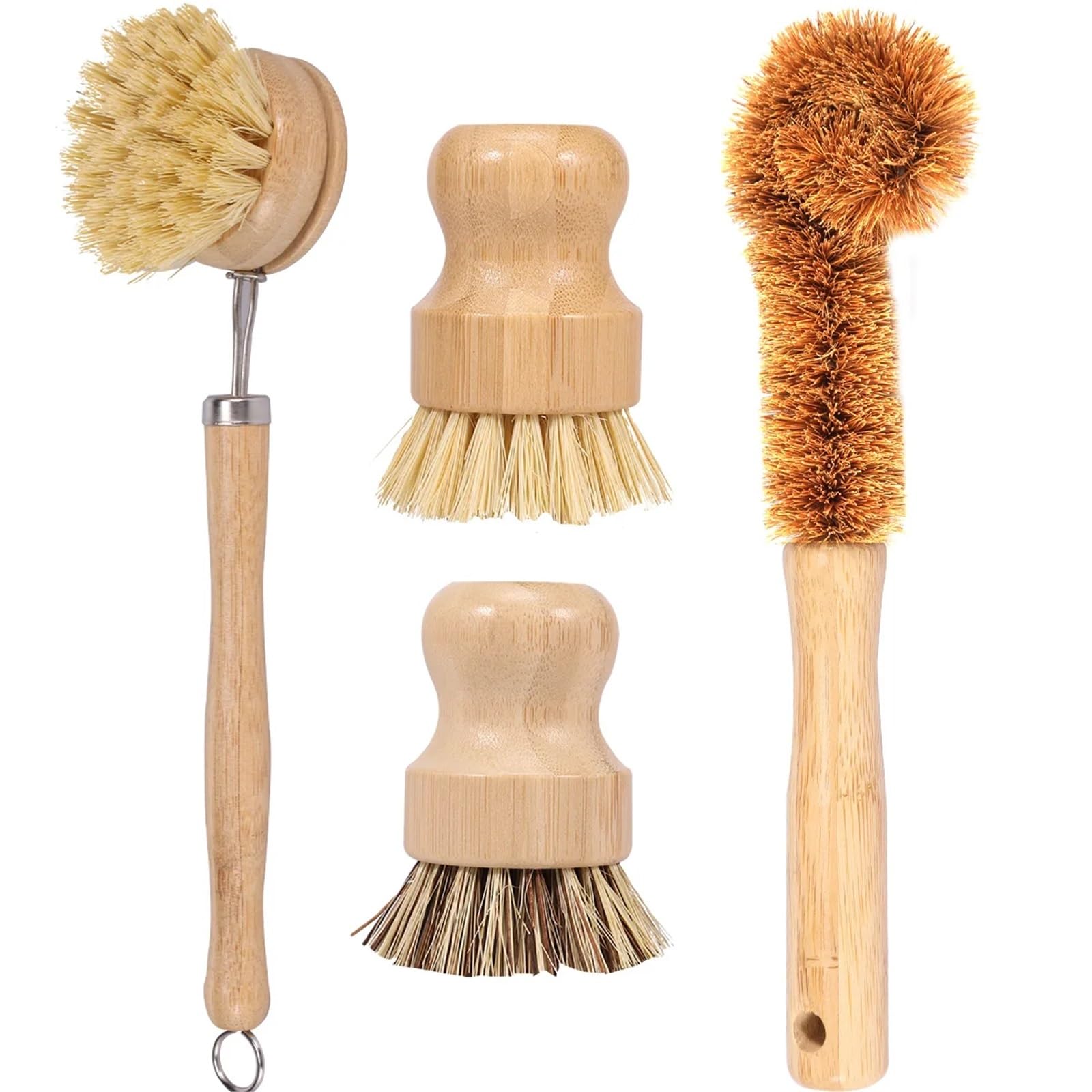 Dish Brush Made Of Cleaning Long Wooden Handle Kitchen Tool Pots Pans Sink Washing