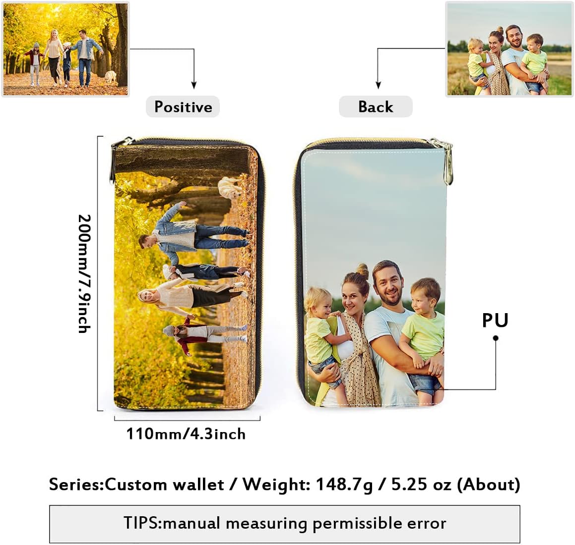 Women Men Personalized Long Leather Wallet Custom Photos Wallets Personality Clutch Bag Card Case Cash Holder Wallets