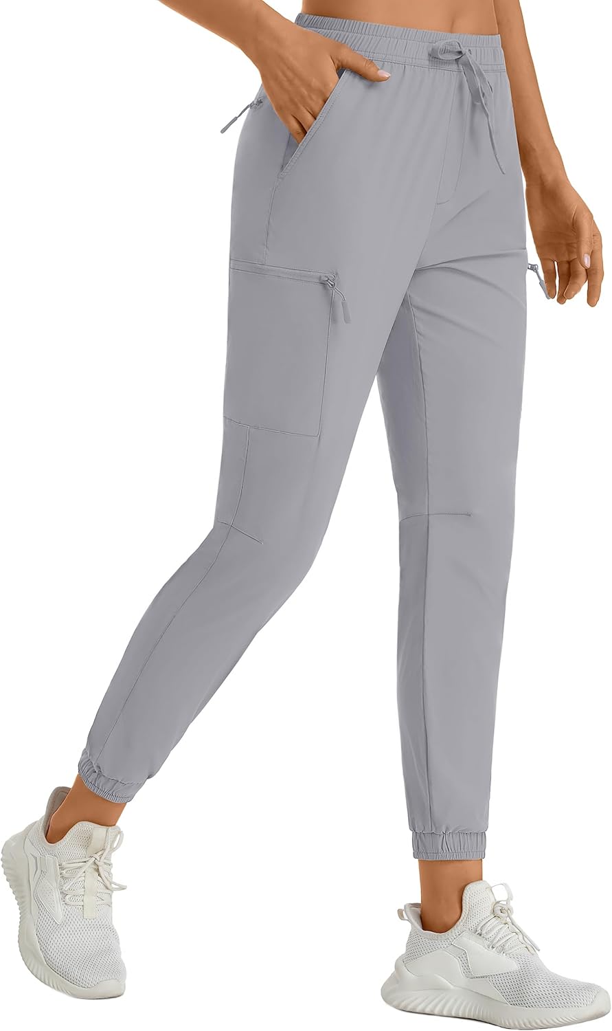 TACVASEN Hiking Pants for Women Stretchy Activewear Work Comfortable, Light Grey, S