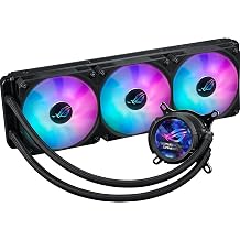 ASUS ROG Strix LC III 360 ARGB LCD CPU All-in-one Liquid Cooler 360mm Radiator, 3X ROG Strix AF-12S ARGB 120mm Fans, 2200 RPM Fan Speed, 70.38 CFM Air Flow, 360 Rotating ROG Logo - Black