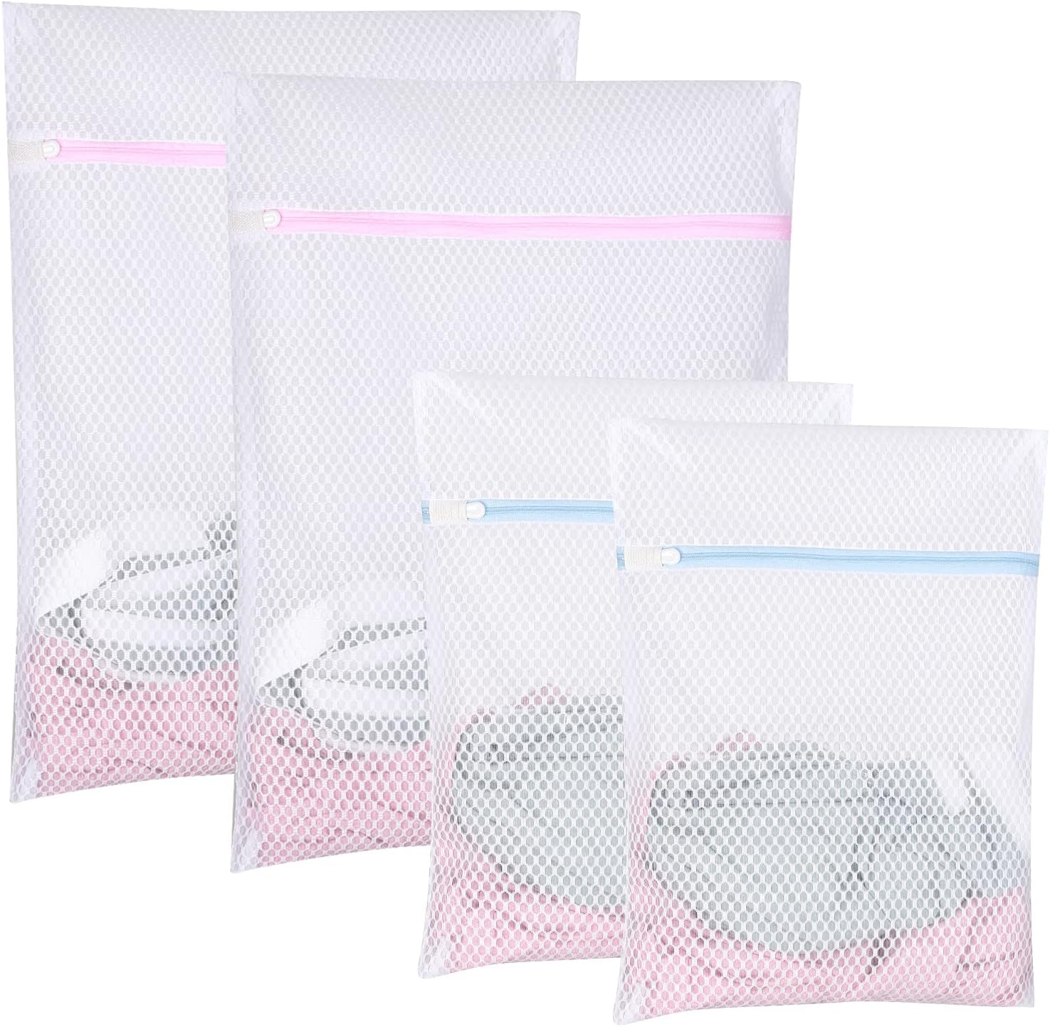 SPLF 4 Pack Skin Friendly Honeycomb Mesh Laundry Bags, Durable Delicates Net Wash Bag for Bra Lingerie, Underwear, Socks, Sweaters and Garment, Travel Organization Washing Bag