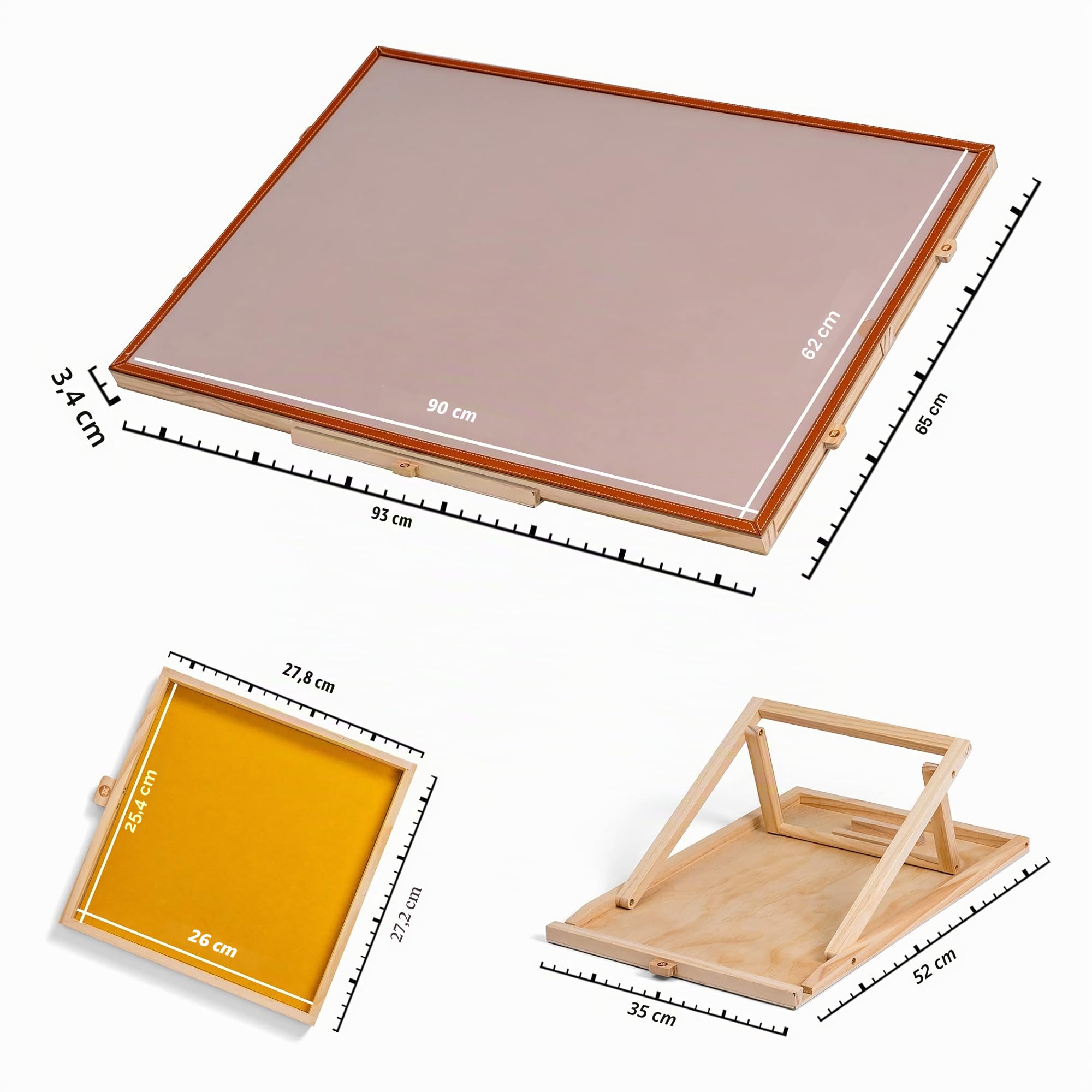 Tektalk Table de Puzzle en Cuir avec Plateaux de Rangement et de tri en Bois Plateau de Puzzle Portable avec Support et Couvercle, pour jusqu'à 1000/1500 pièces