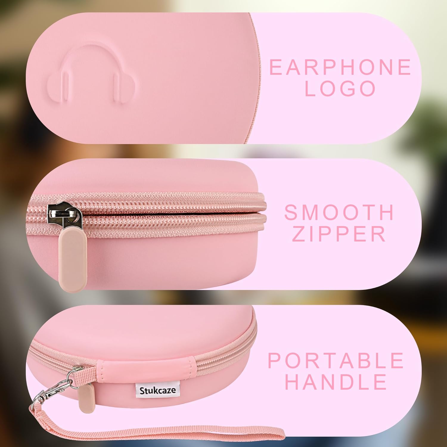 Headphone Case for JBL Tune 510BT 520BT, Hard Portable Headphone Carrying Case, Over Ear Headphone Storage Protective Case(Pink) - Image 5