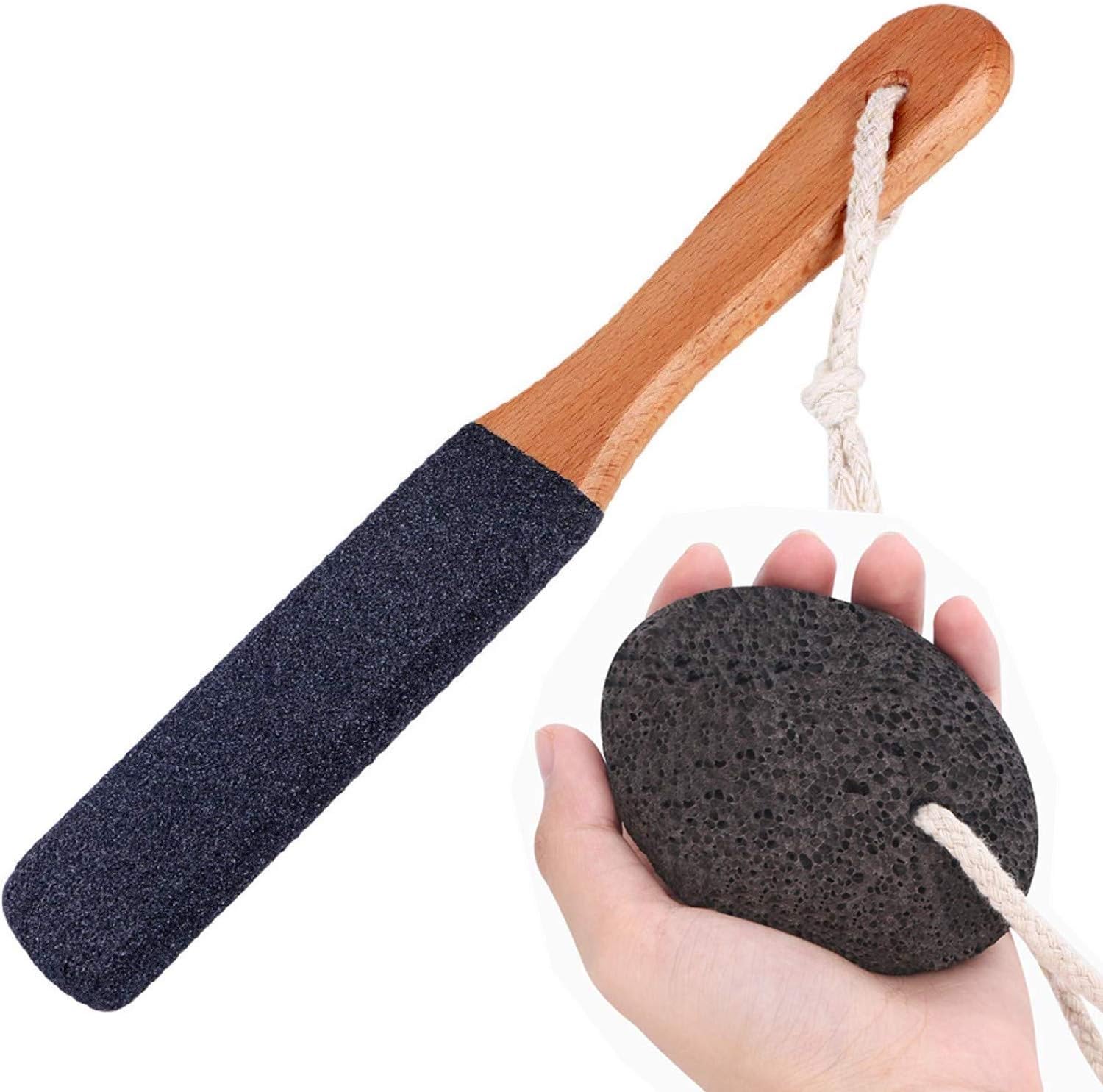 Pumice Stones for Feet Lava Pumice Stone Foot File Callus Removal Foot Scrubber for Hands Care Foot Exfoliation Dead Skin Remover with Handle