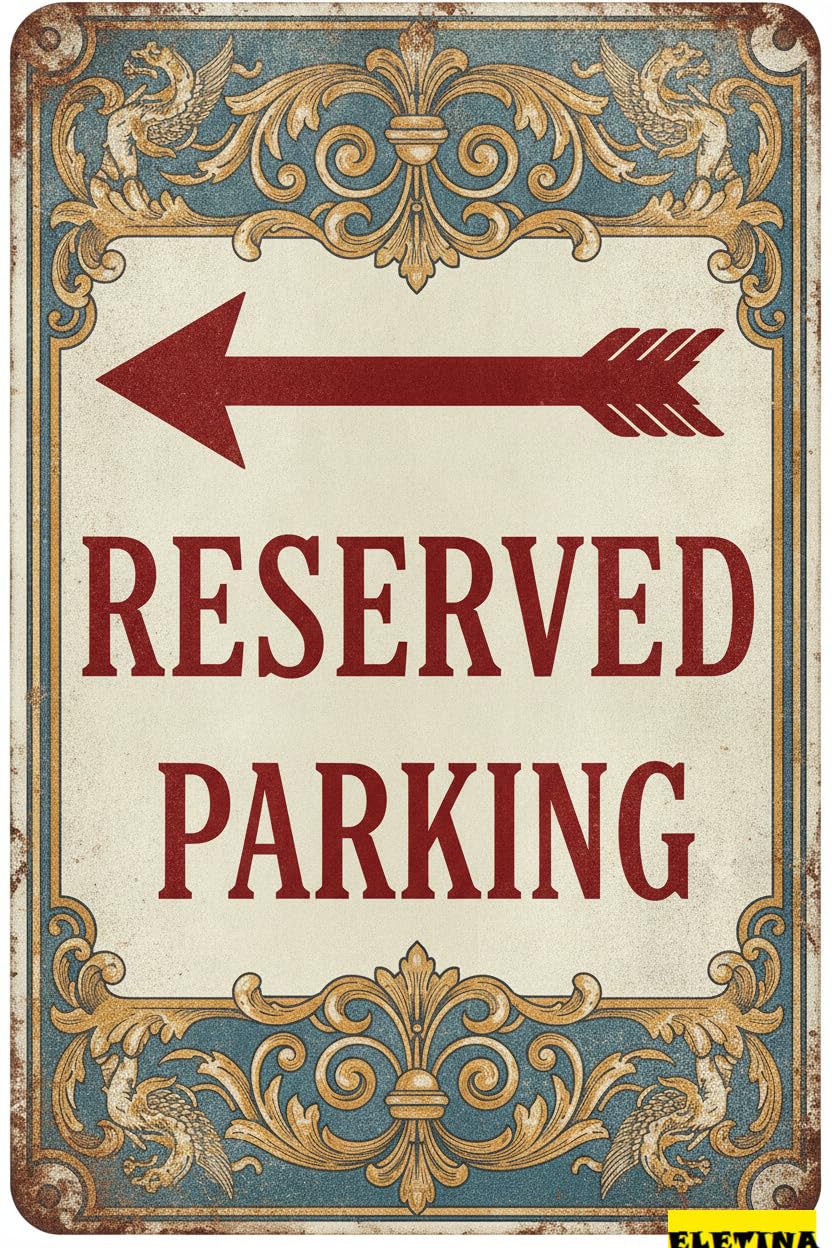 Reserved Parking Aluminum Tin Sign, 8x12 Inch Decor