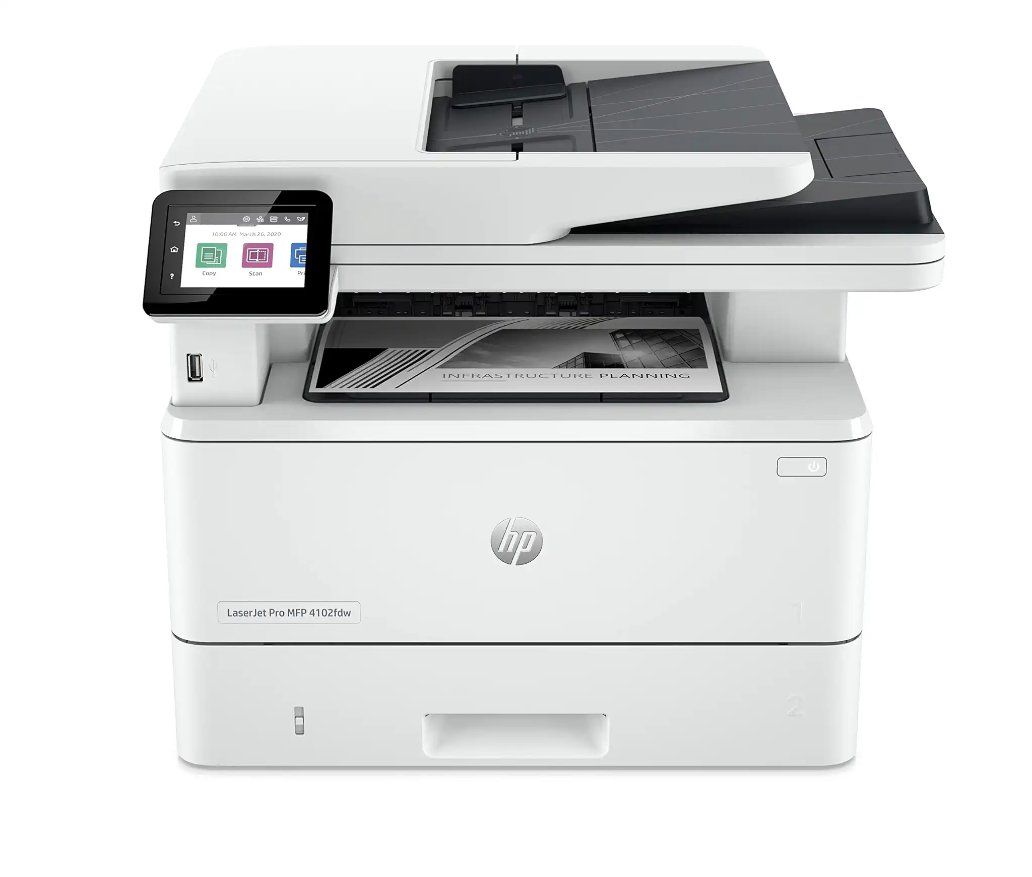 HP LaserJet Pro MFP 4102fdw Multifunktions-Laserdrucker Schwarz-Weiß, WLAN, Fax, Automatischer beidseitiger Druck, Hohe Druckgeschwindigkeit, Wolf Pro Security