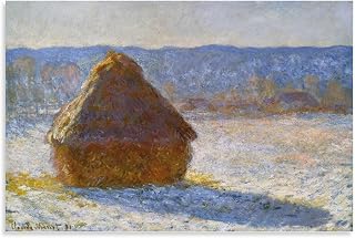 Grainstack, Snow Effect, Morning by Claude Monet Painting On Canvas Wall Art Poster Scroll Picture Print Living Room Walls Decor Home Posters 12x18inch(30x45cm)