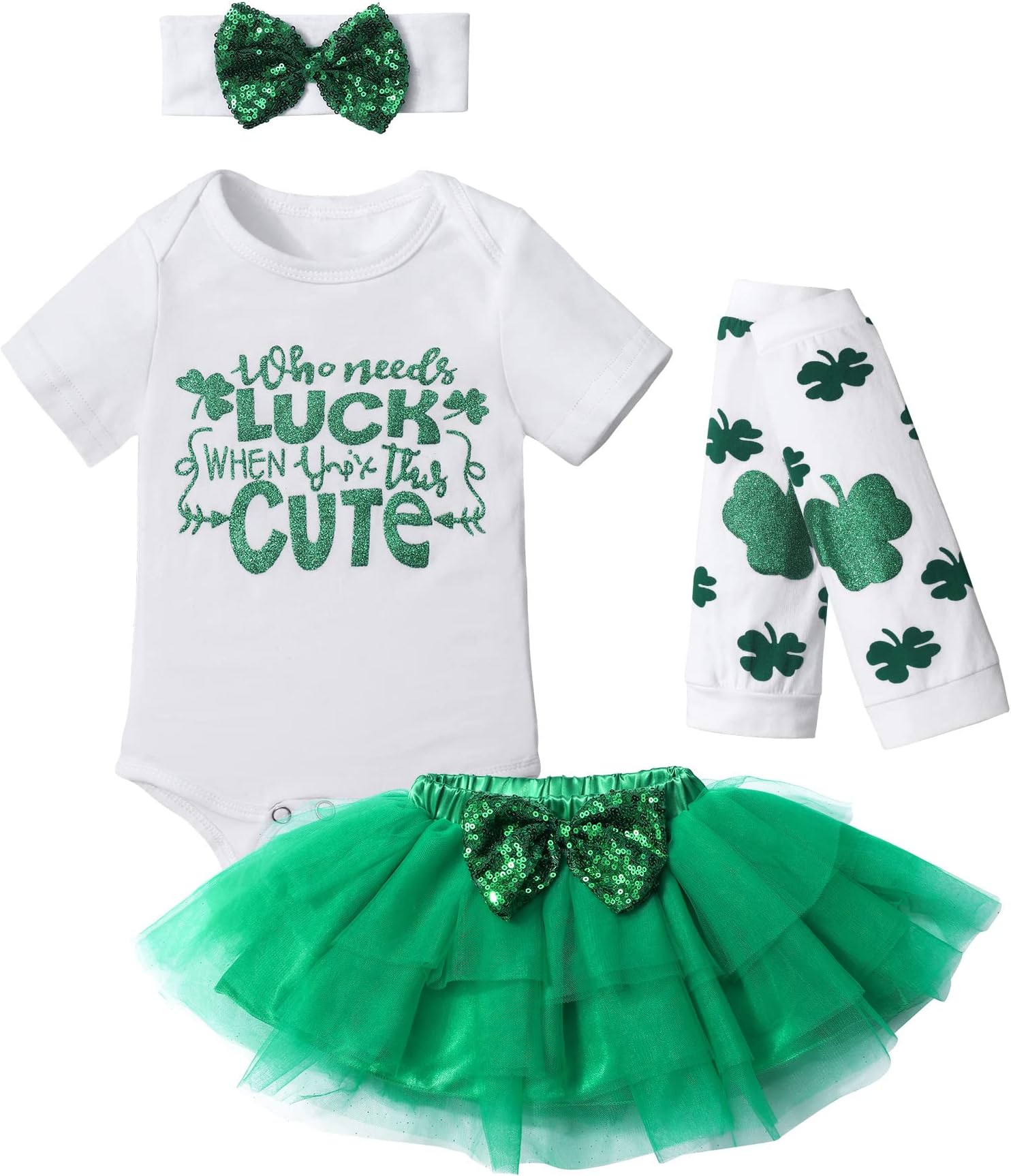 Von Kilizo Baby Girls ST Patricks Day Dads Lucky Cute Outfit Set