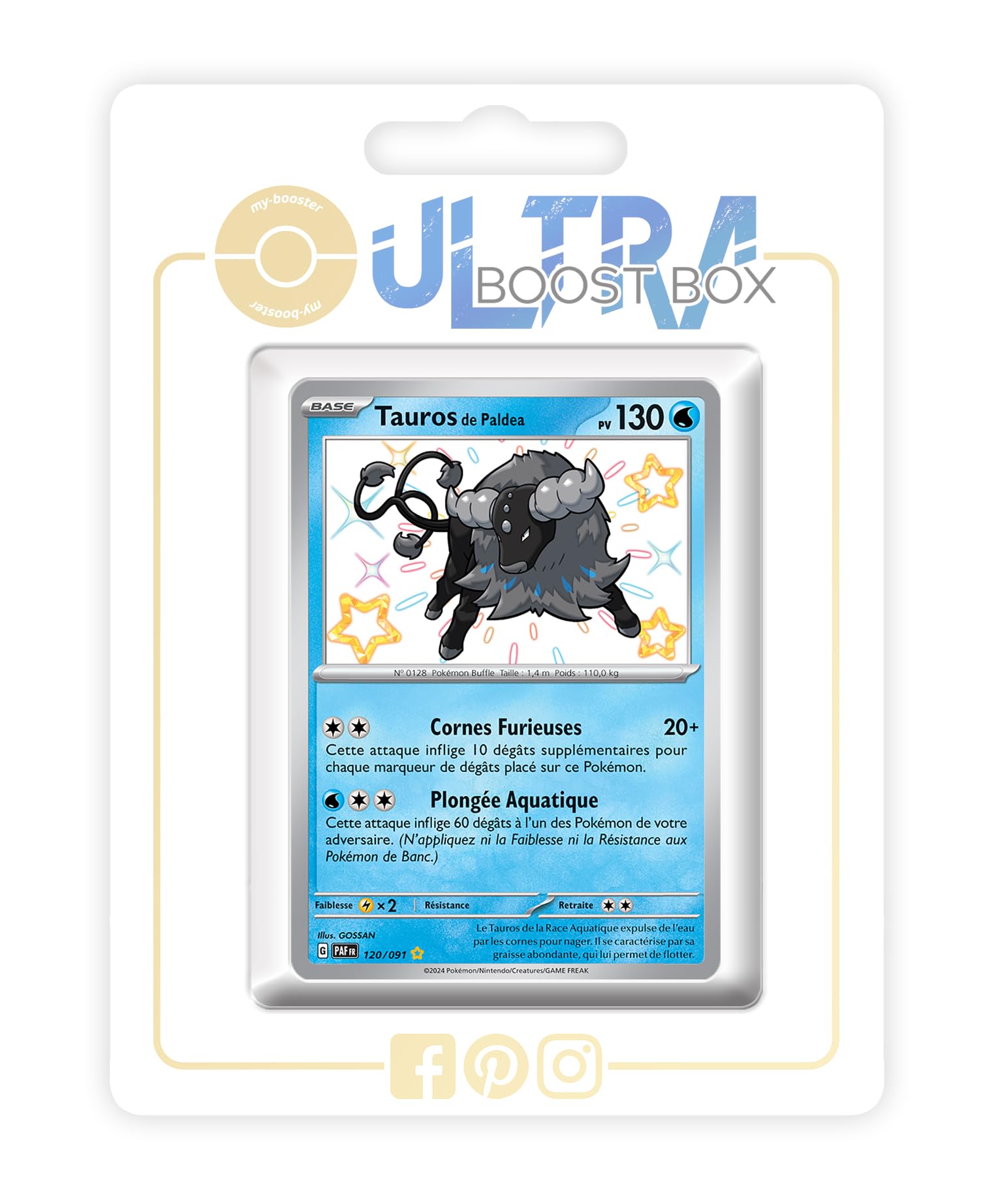 Tauros de Paldea (Paldean Tauros) 120/091 Shiny - my-booster X Écarlate et Violet 4.5 - Destinées de Paldea Box of 10 Pokemon French Cards