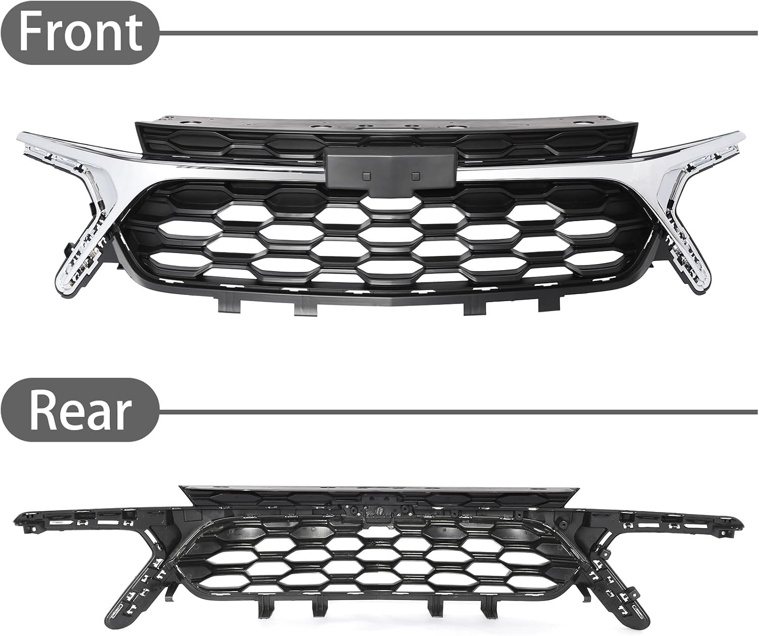 PENSUN Front Bumper Kit for Chevy Trax LS/LT 2024 2025 - with Upper & Lower Bumper, Brackets, Tow Hook, Front Grill & Fog Lamp Covers - OE# 42894747 42867486 42769288 42769286
