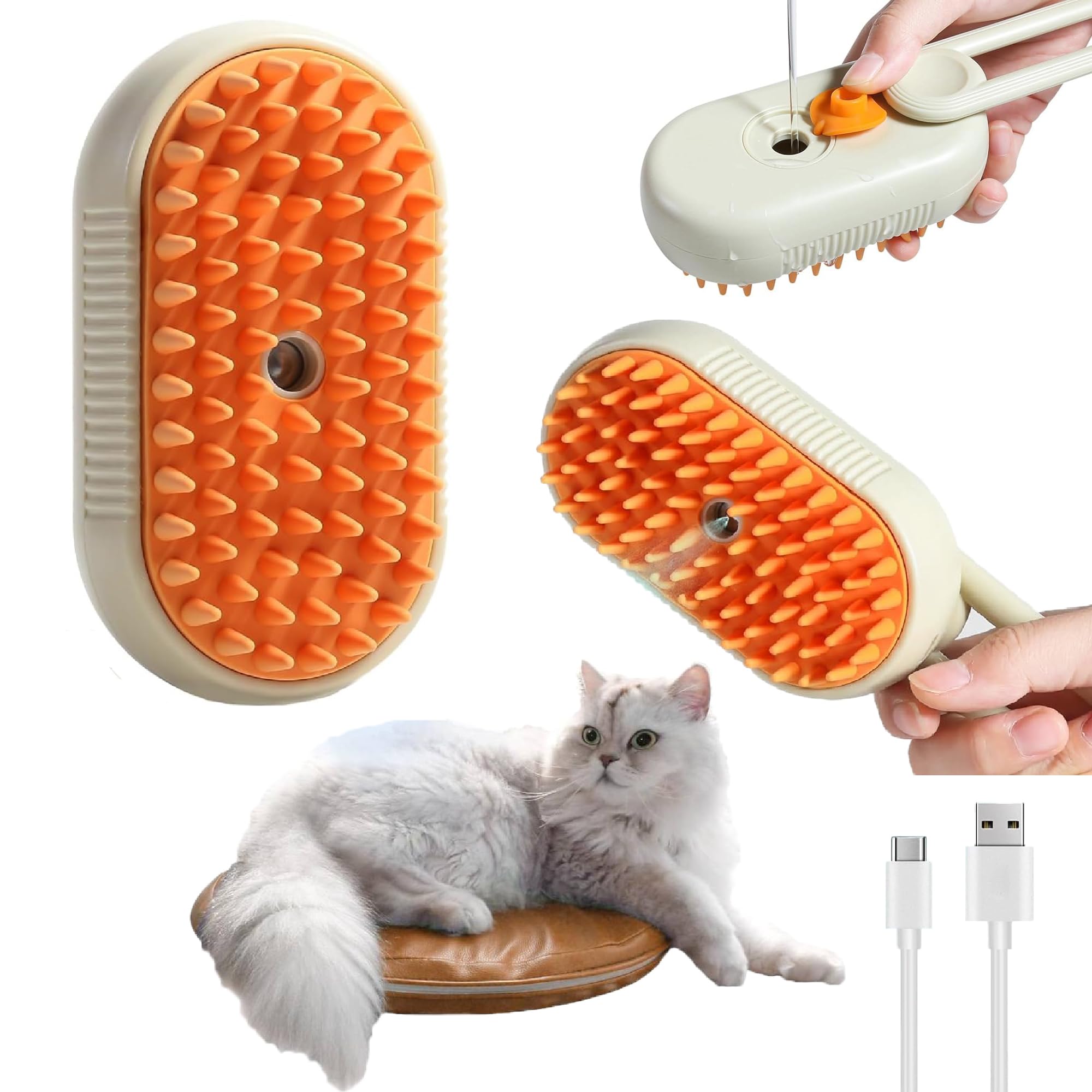 BELLOX ENTERPRISE Cat Steam Brush - Spray Design For Dogs & Cats Massage|3 In 1 Cat Steamy Brush With Steamer|Pet Spray Hair Comb|Steam Brush For Dogs - Suitable For All Pets -Pet Cats Spray Hair Comb (B0D2DJCNXG) Amazon Price History, Amazon Price Tracker