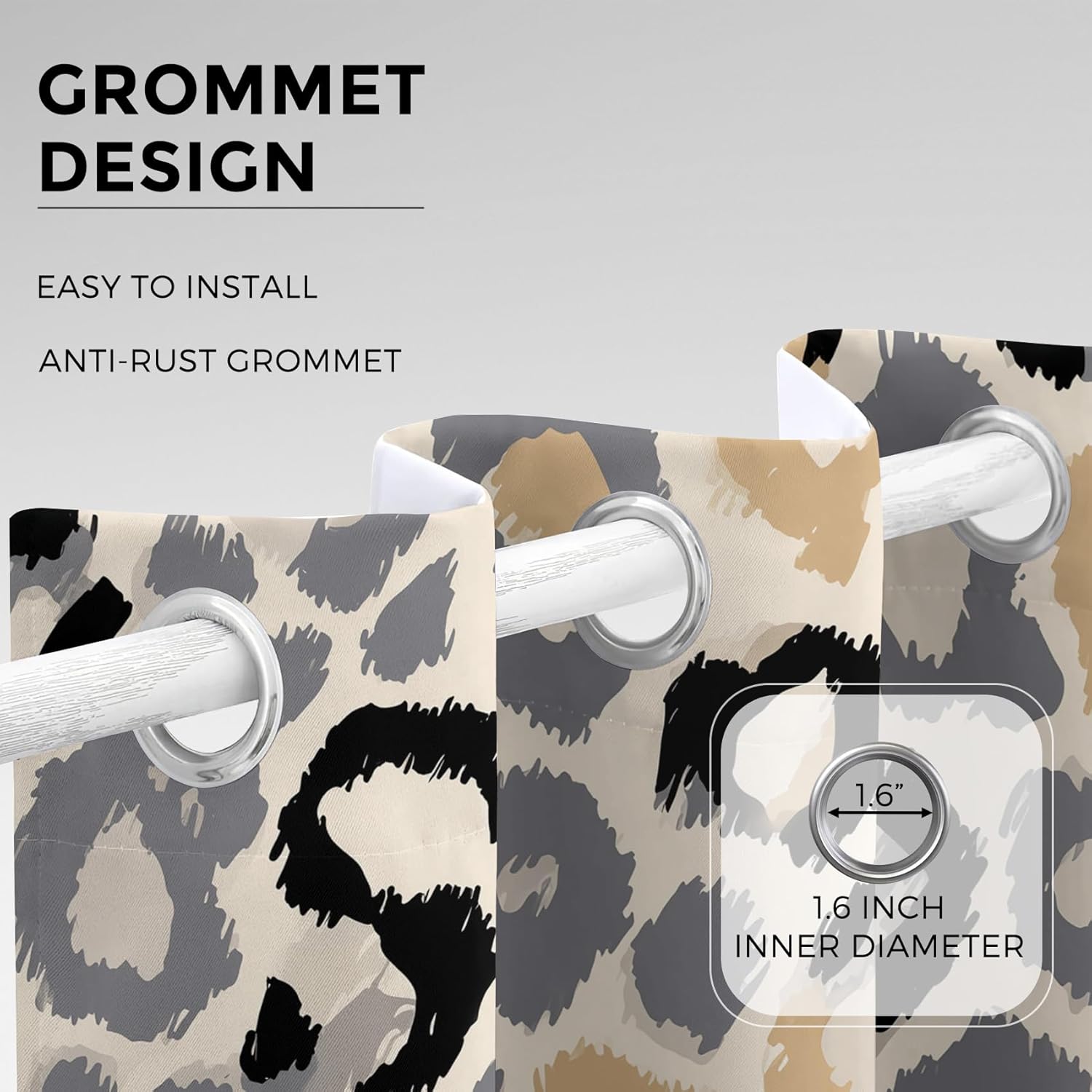 Leopard Curtains 72 Inches Long, Cheetah Print Wild Blackout Curtains for Living Room 2 Panels Set, Wildlife Window Treatments Drapes Divider Curtain Q&-12