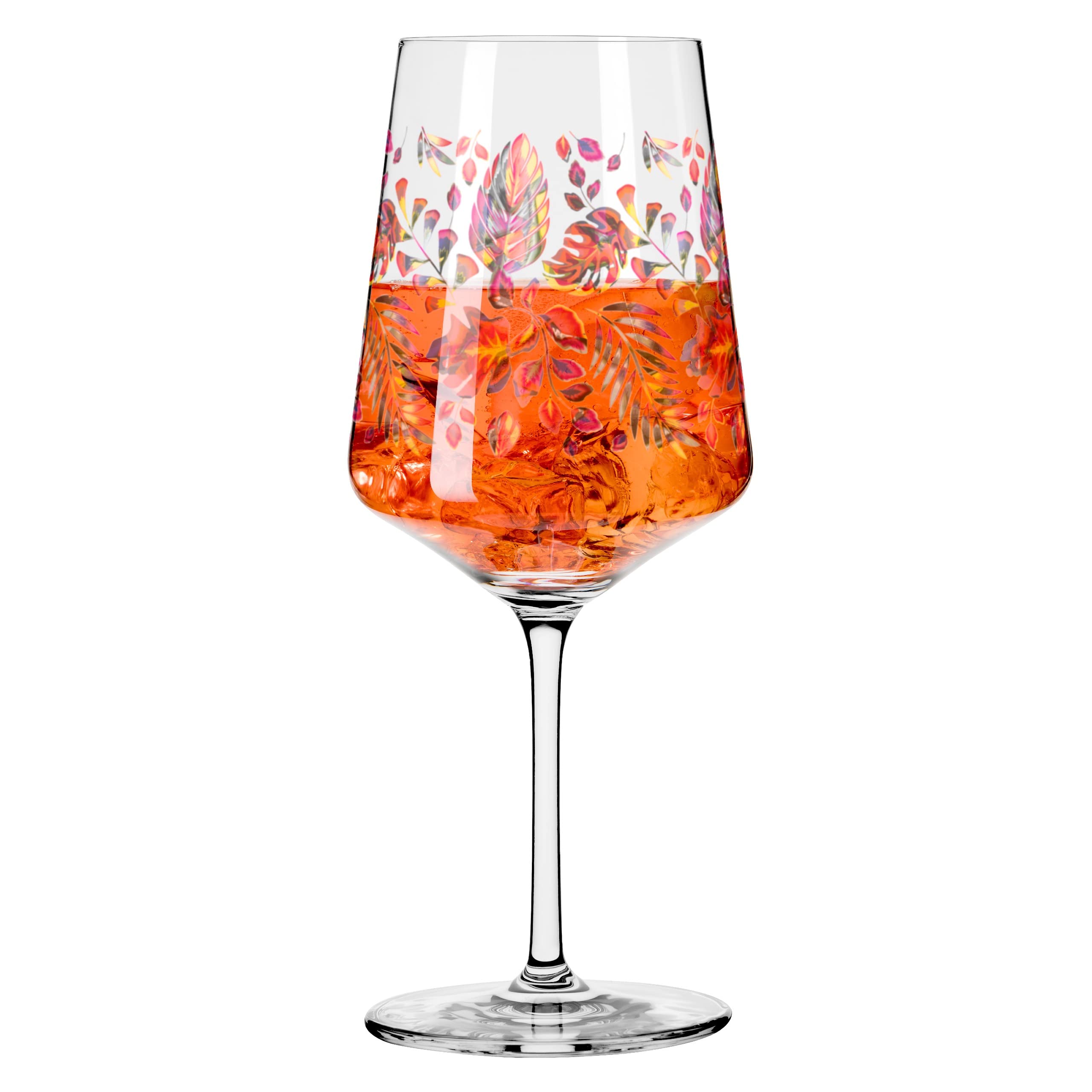 RITZENHOFF 2841016 Bicchiere da aperitivo 500 ml - Serie Sommerrausch No. 16 - Bicchiere da aperitivo motivo fogliame arancione - Made in Germany
