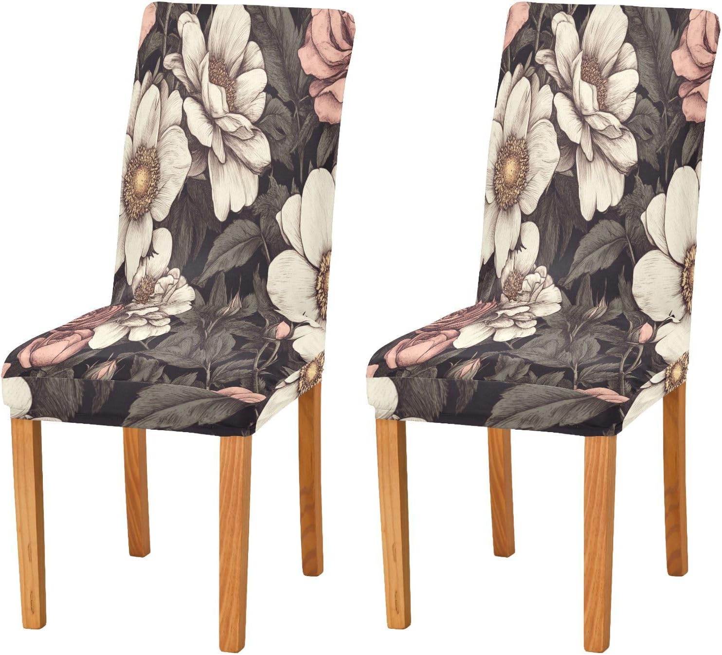 ALAZA Chair Covers for Dining Room, Vintage Roses and Flower Stretch Chair Cover Sets Chair Protector Removable Washable for Ktichen Restaurant Hotel