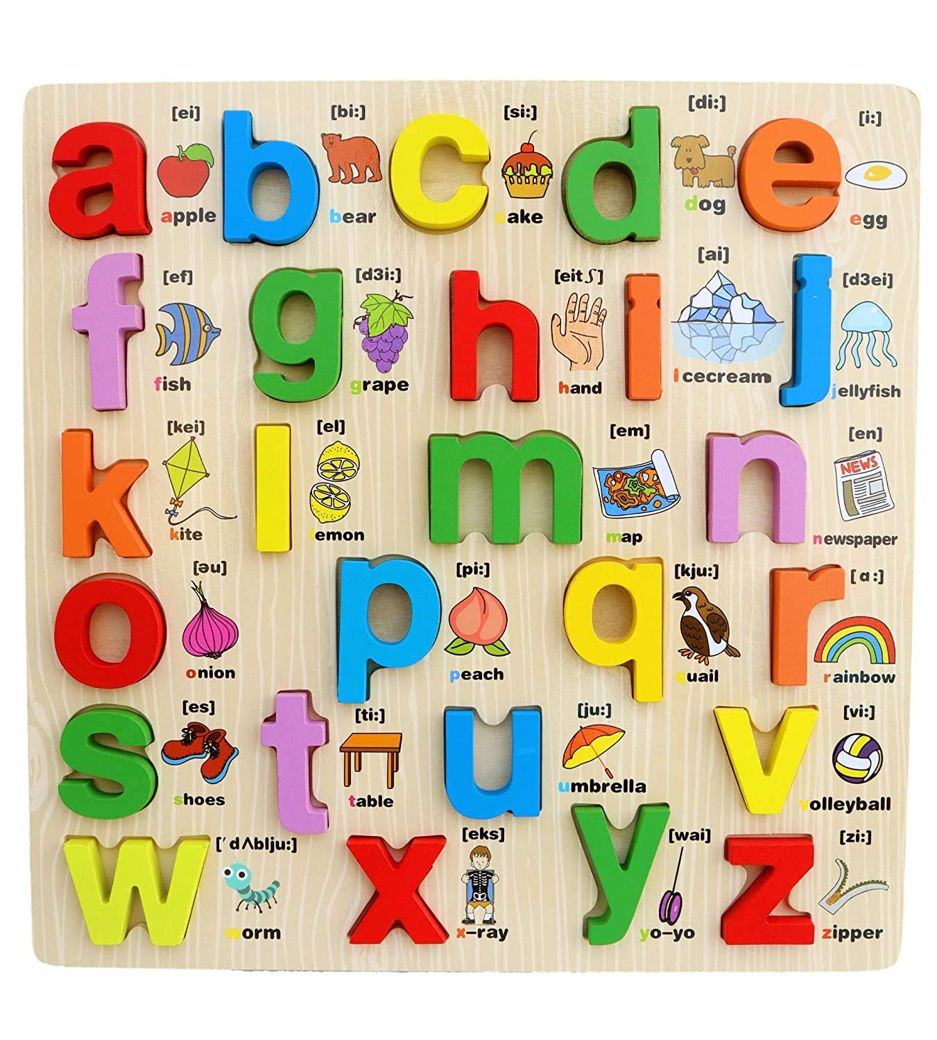 WHIZ KIDS Wooden Small Alphabet Toys for Children, Montessori Digital Board Educational Learning Letters Puzzle Toy - Multicolor (B0B3MZ682M) Amazon Price History, Amazon Price Tracker