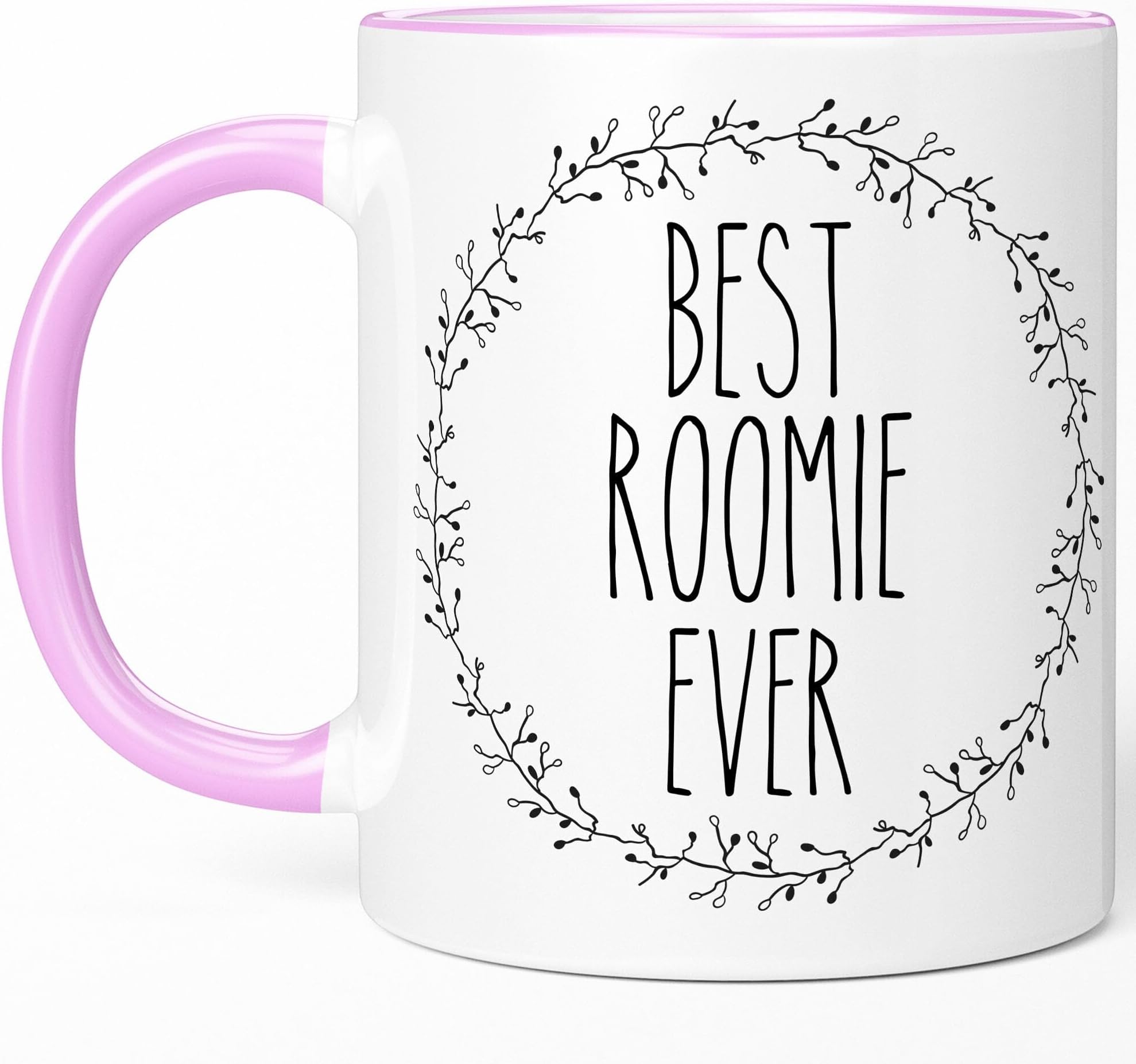 Sweet & Salty Novelty Drinkware, Cute Roommate Gifts for Women, Best Roomie Ever, College Dorm Room Coffee Mugs, Roommate Christmas Gifts Birthday Idea 11oz White/Pink