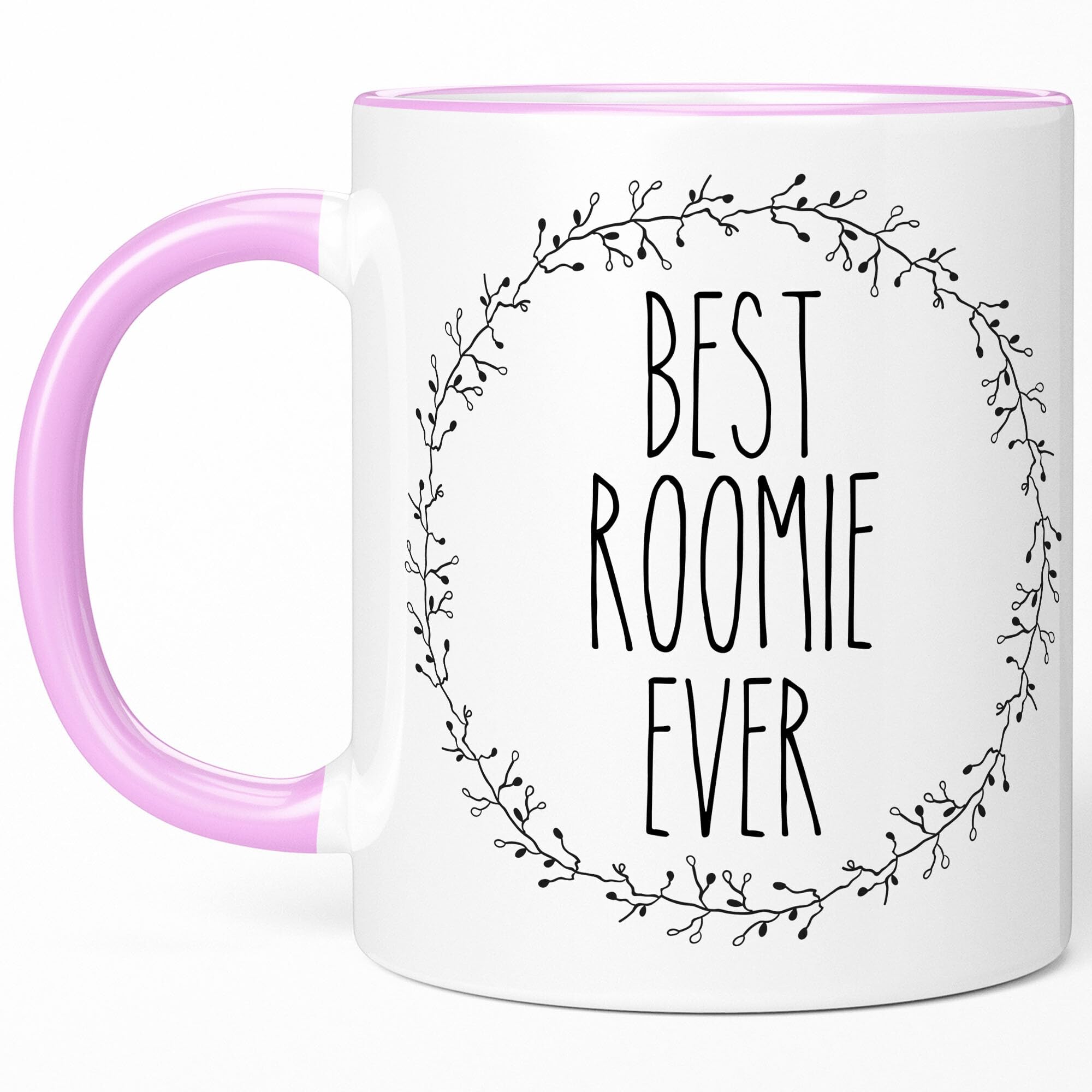 Sweet & Salty Novelty Drinkware, Cute Roommate Gifts for Women, Best Roomie Ever, College Dorm Room Coffee Mugs, Roommate Christmas Gifts Birthday Idea 11oz White/Pink