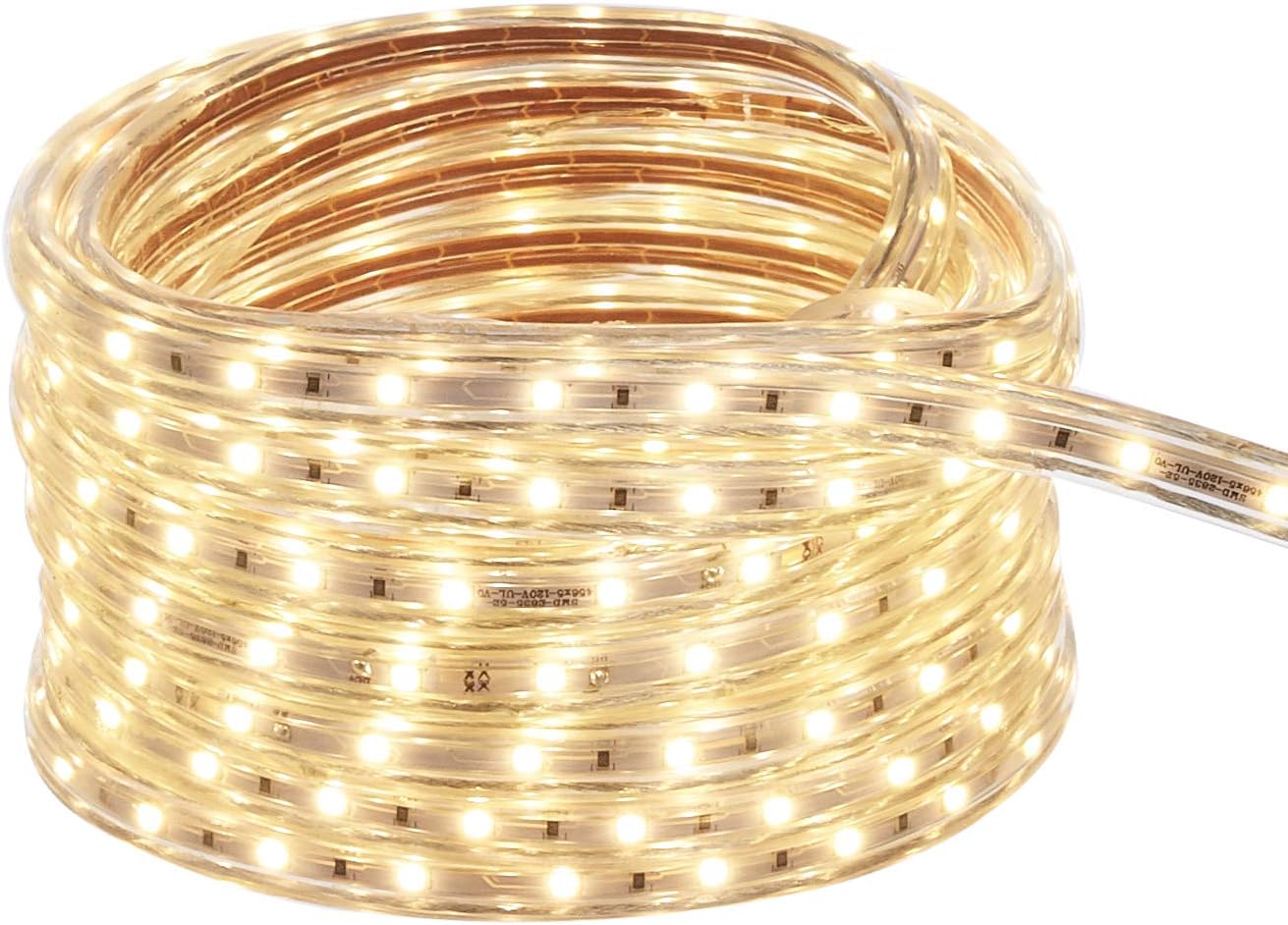 Amazon Basics 288 Indoor Outdoor LED Warm White Strip Light, 18-Foot