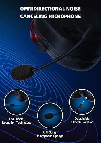 Miniatura 7 de Gonbouyoku Auriculares inalámbricos para juegos, 2.4 GHz USB Dual Wireless Gaming Auriculares para PS5, PS4, Switch, PC, Mac, Bluetooth 5.3, batería