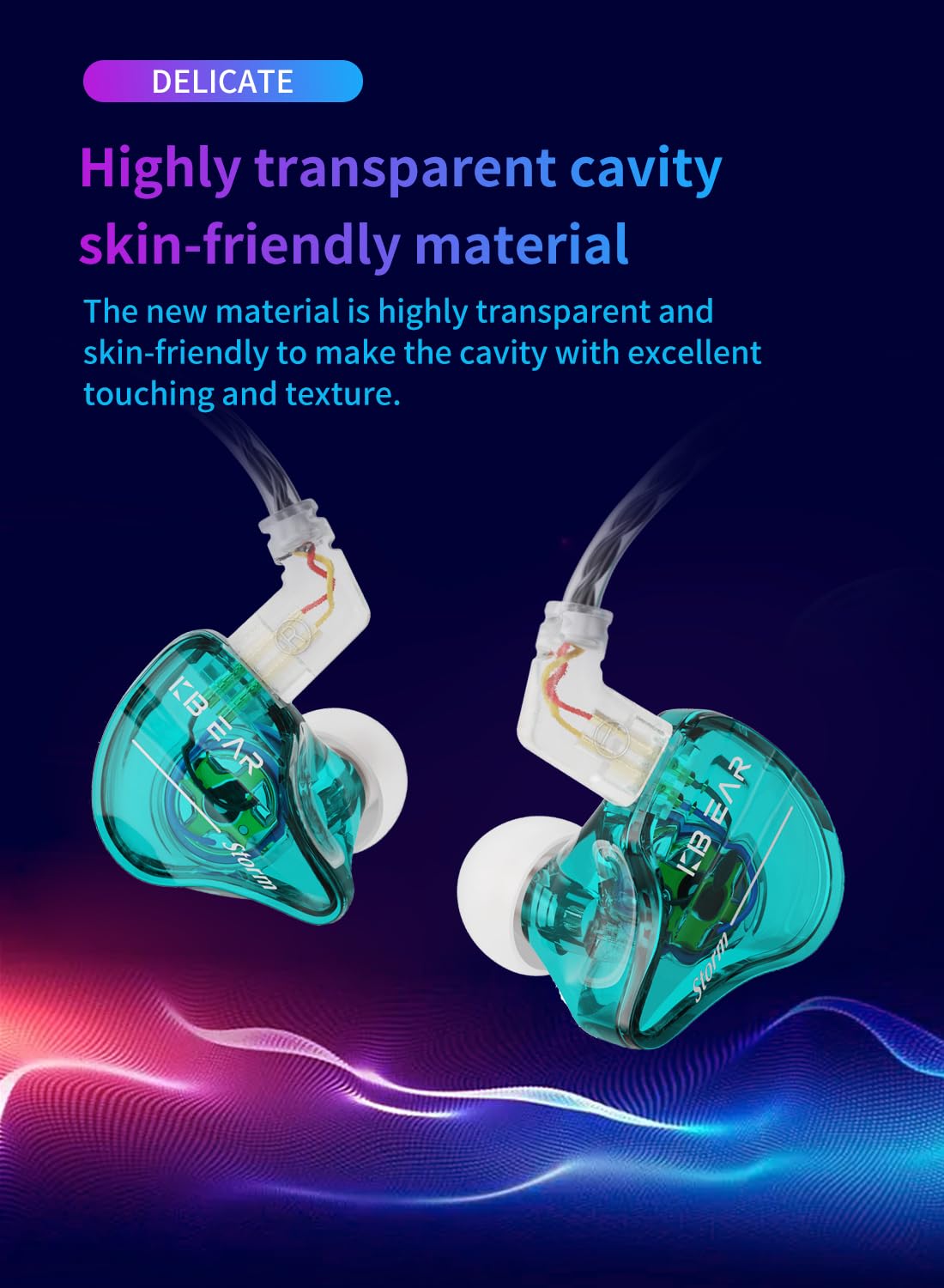Yinyoo KBEAR Storm Auricolari cablati Cuffie per cantanti Musicisti sul palco Studio Bass Auricolari IEM Monitor Cavo OFC staccabile placcato argento ad alta risoluzione Verde, senza microfono
