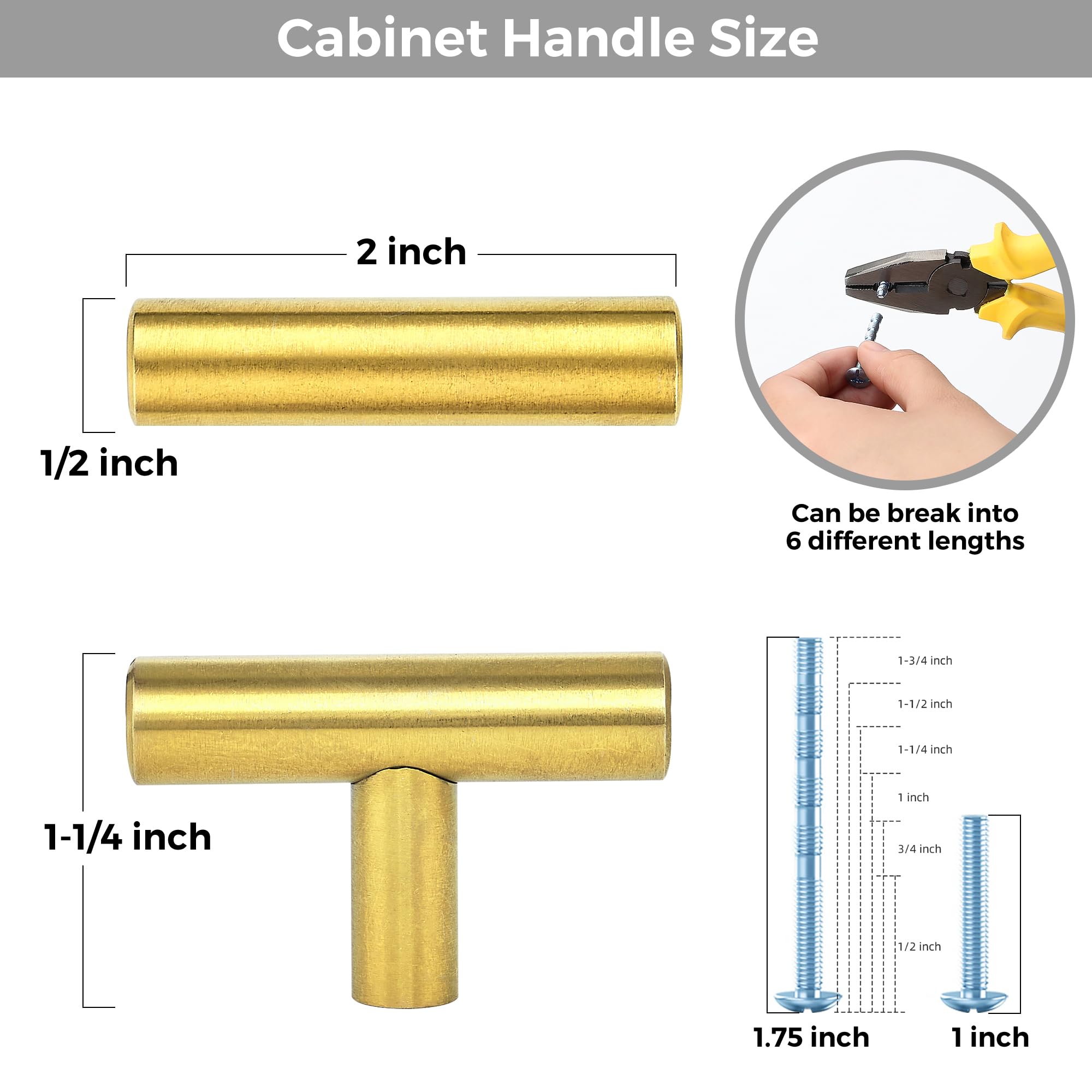 20 Pack 1-1/4 Inch Brushed Brass Kitchen Cabinet Knobs - Gold Dresser Drawer Knobs - View #4